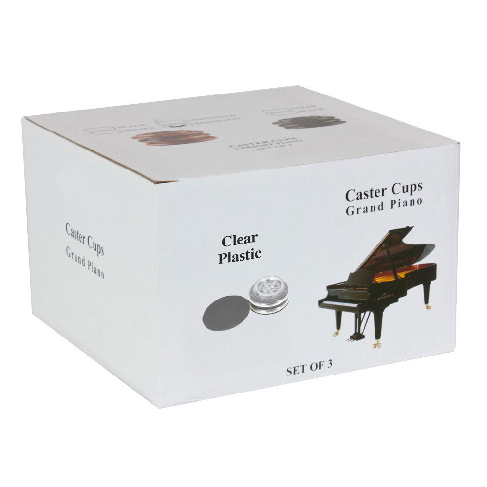 Piano set of 3 clear plastic castor cups for grand piano