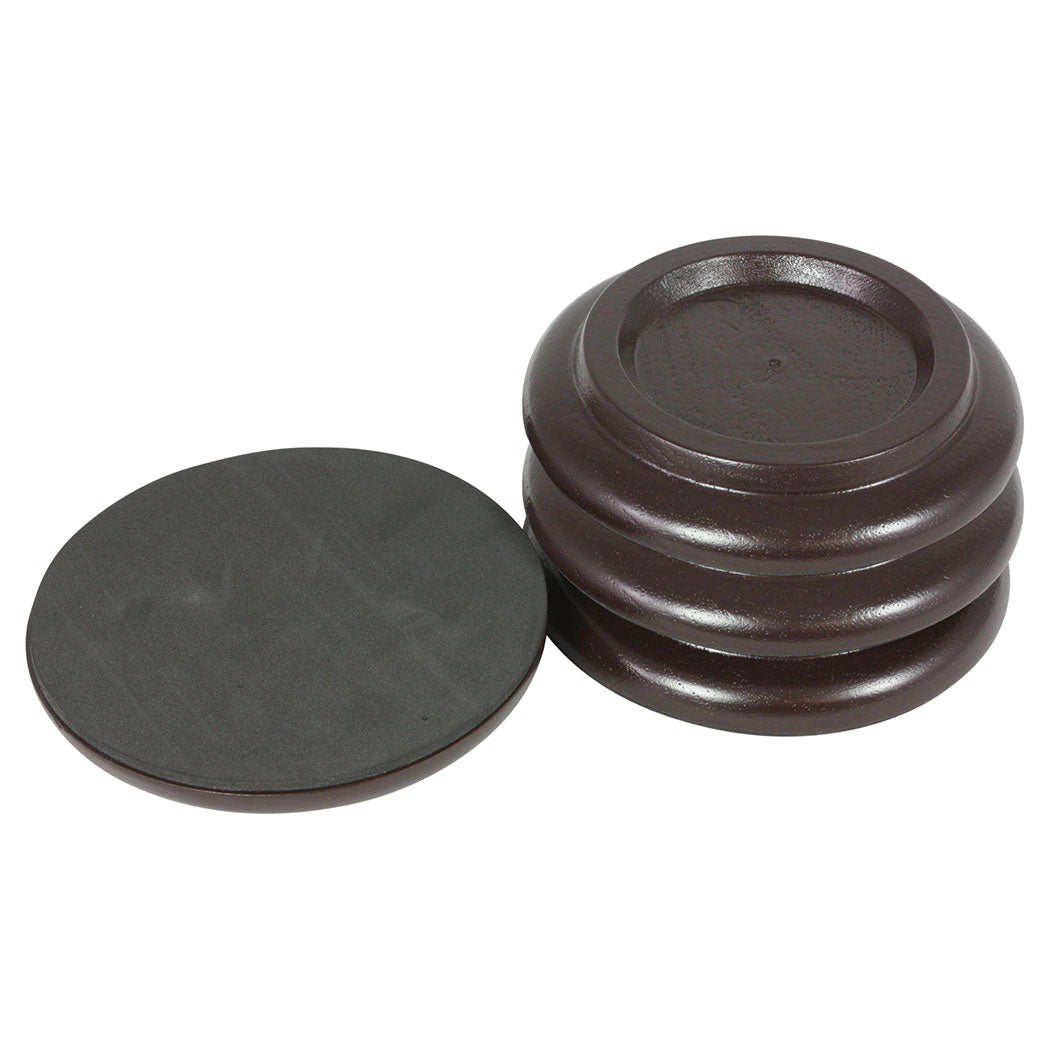Piano set of 4 brown wooden castor cups for upright piano