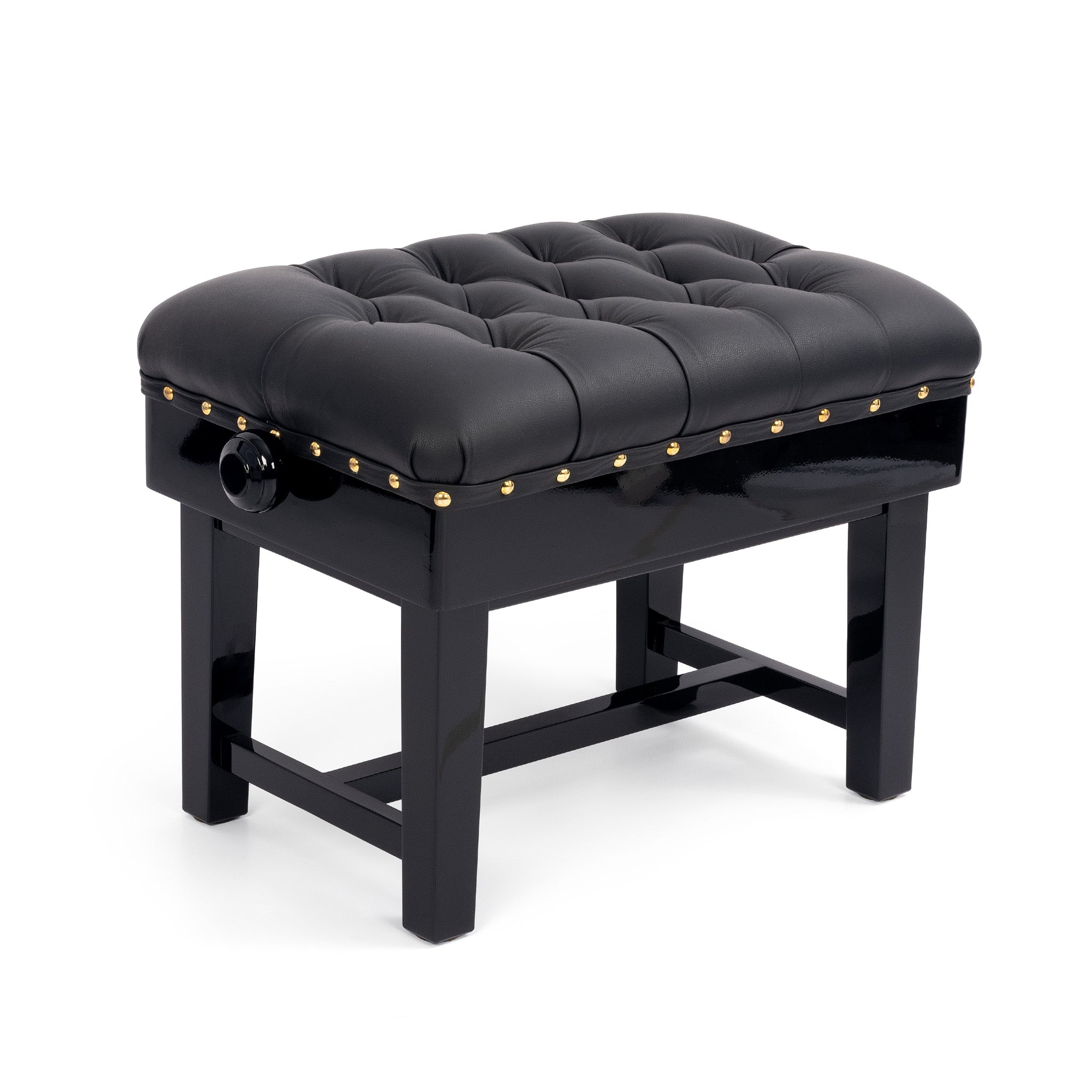 BC46-BG-BKL - Hidrau BC46 'London' adjustable concert piano stool Black gloss, black leather / A1