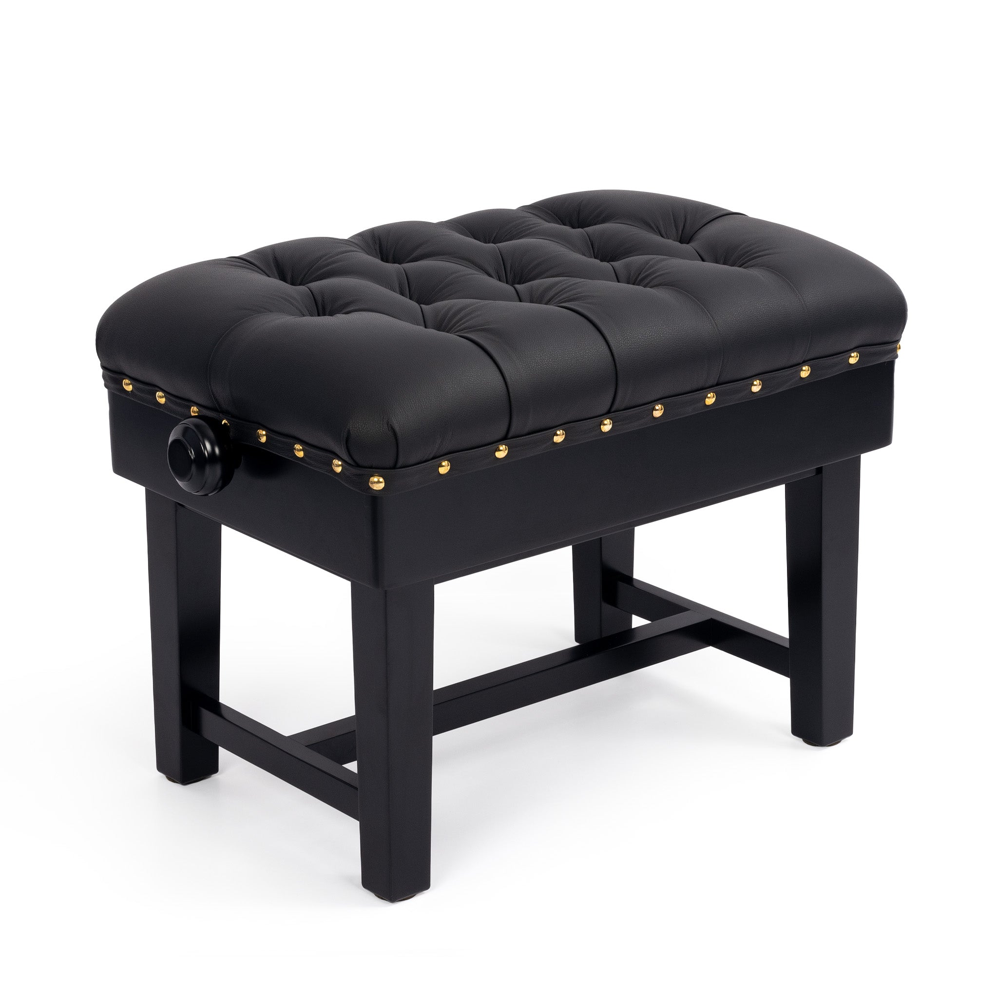 BC46-BS-BKL - Hidrau BC46 'London' adjustable concert piano stool Black satin, black leather / A1