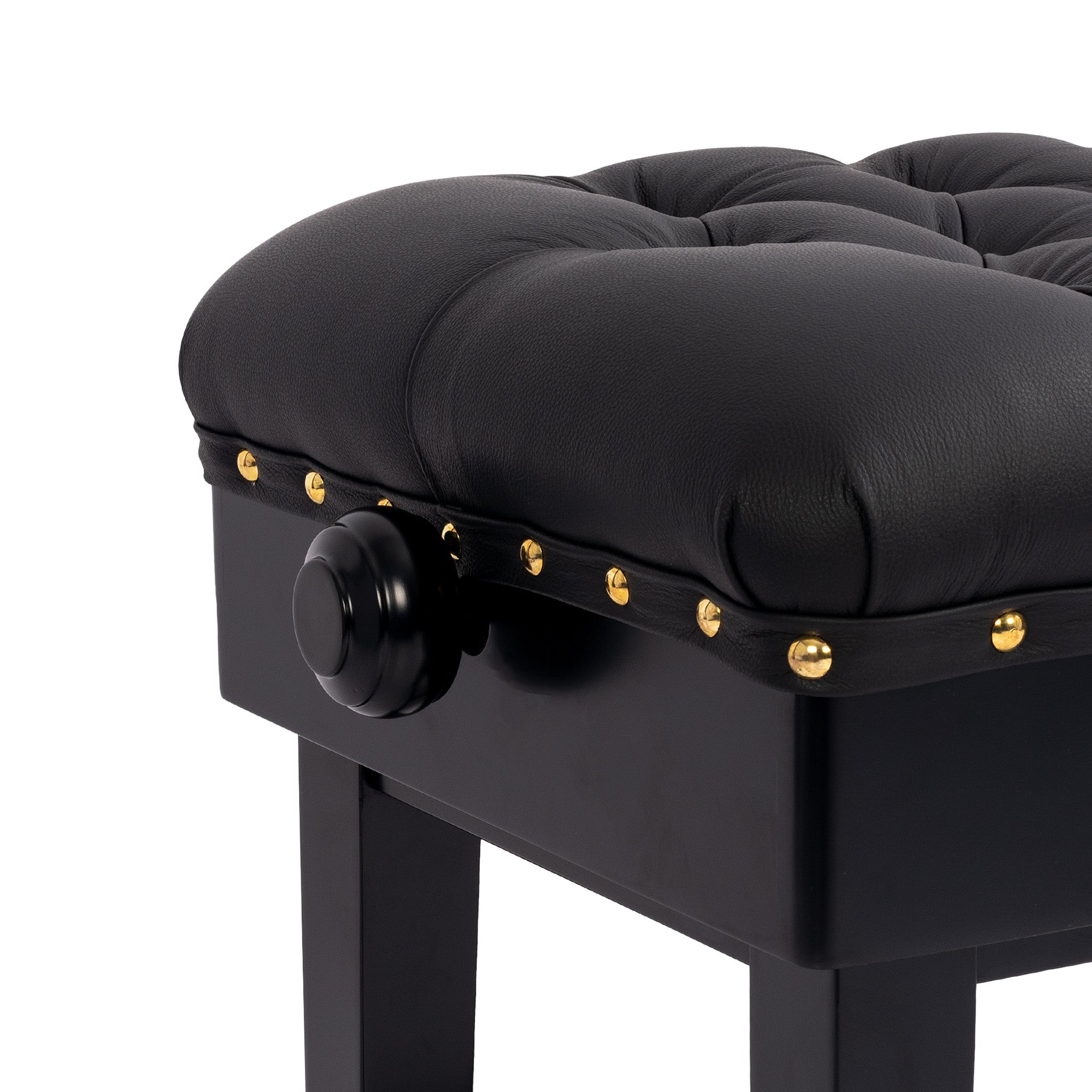 BC46-BS-BKL - Hidrau BC46 'London' adjustable concert piano stool Black satin, black leather / A1