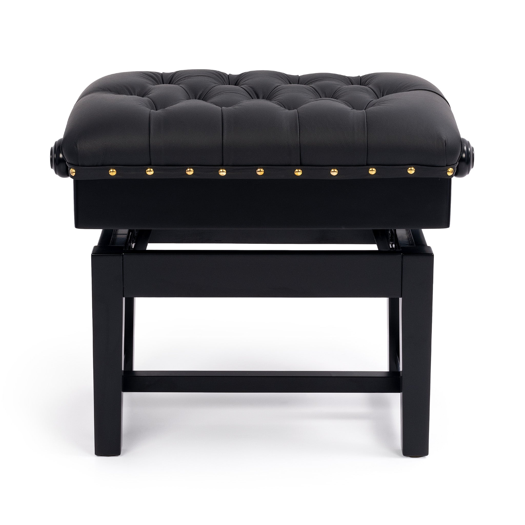BC46-BS-BKL - Hidrau BC46 'London' adjustable concert piano stool Black satin, black leather / A1