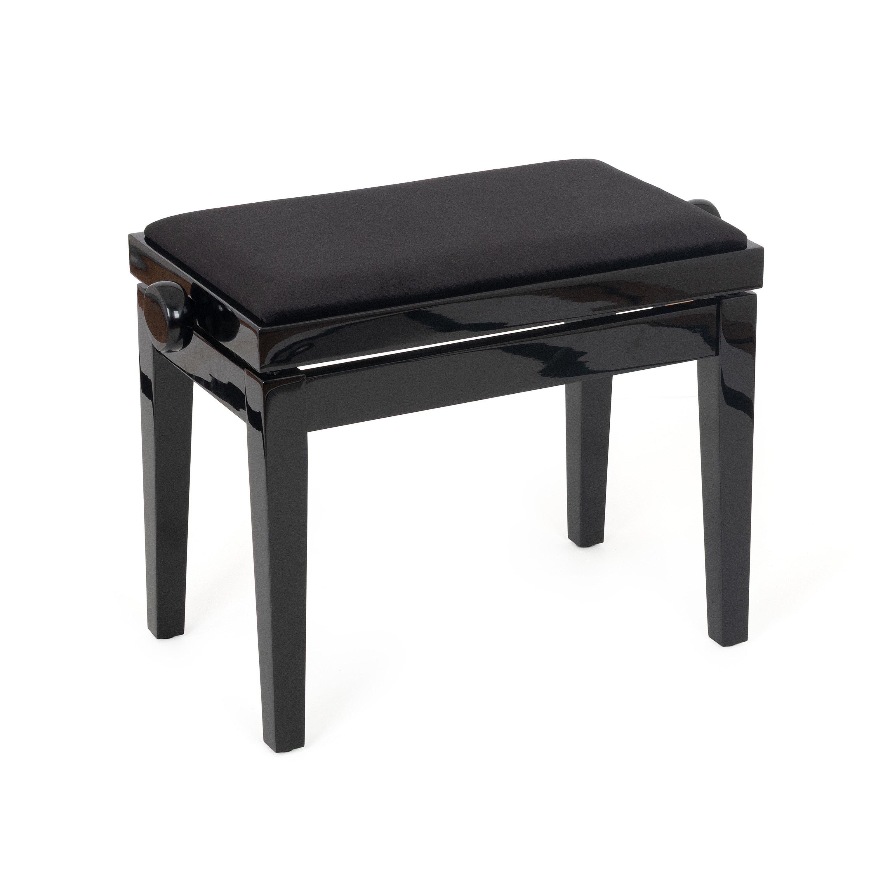 Musisca adjustable piano stool - Black gloss, black velvet seat