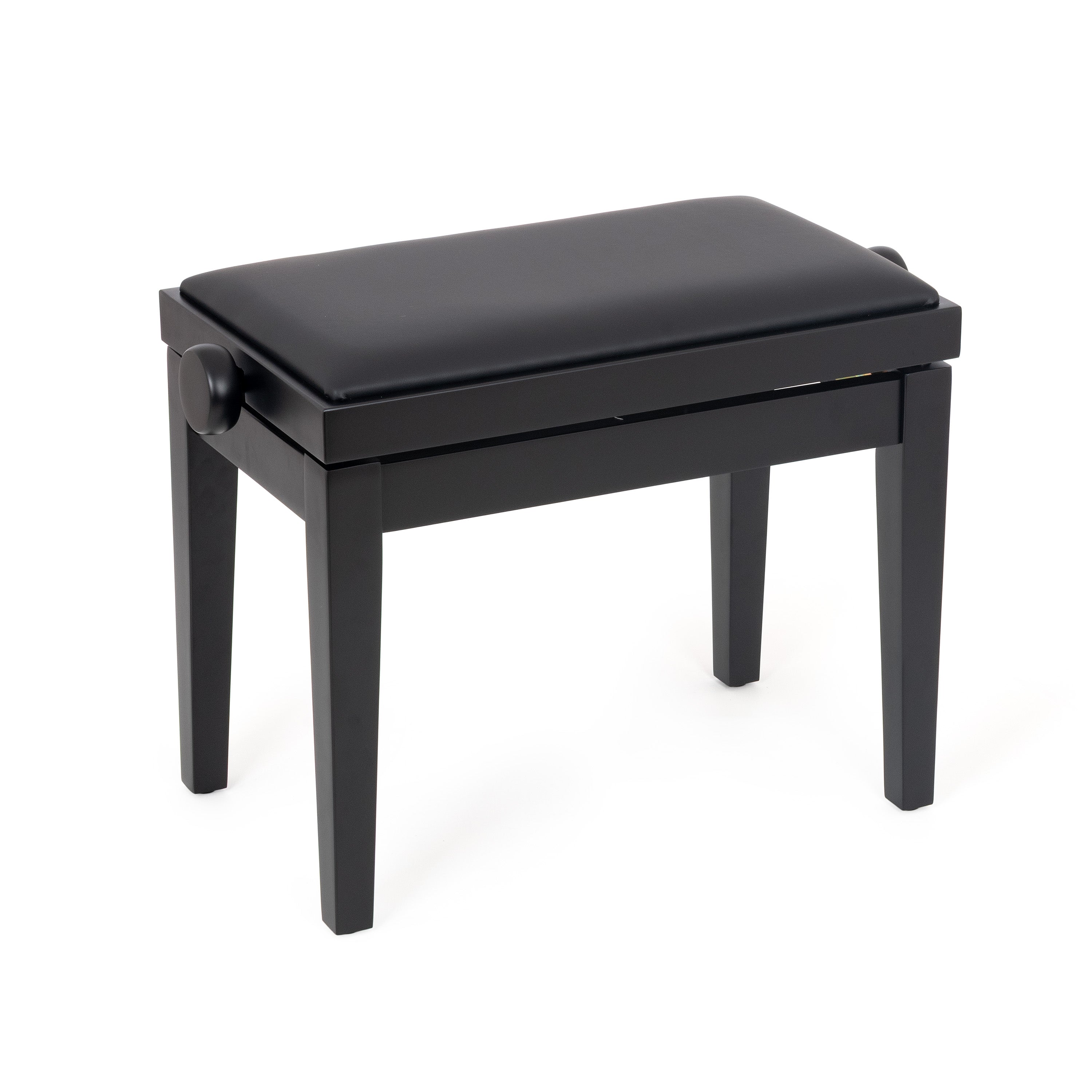 Musisca adjustable piano stool - Black satin, black faux leather seat