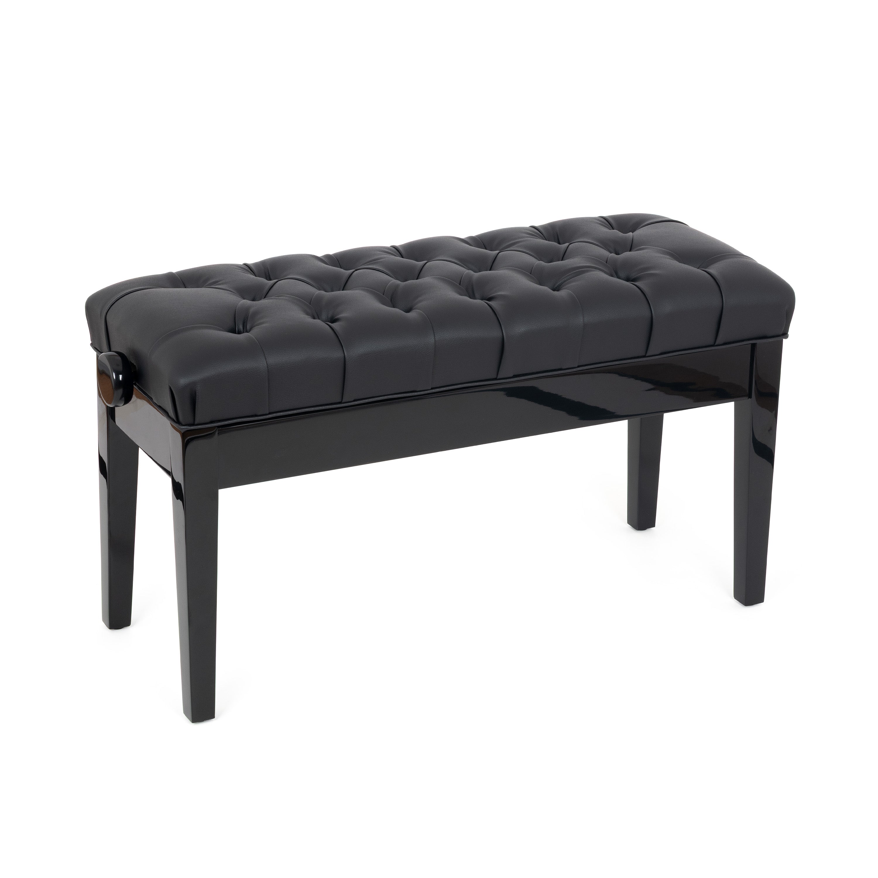 Musisca duet concert piano stool - Black gloss, black faux leather seat