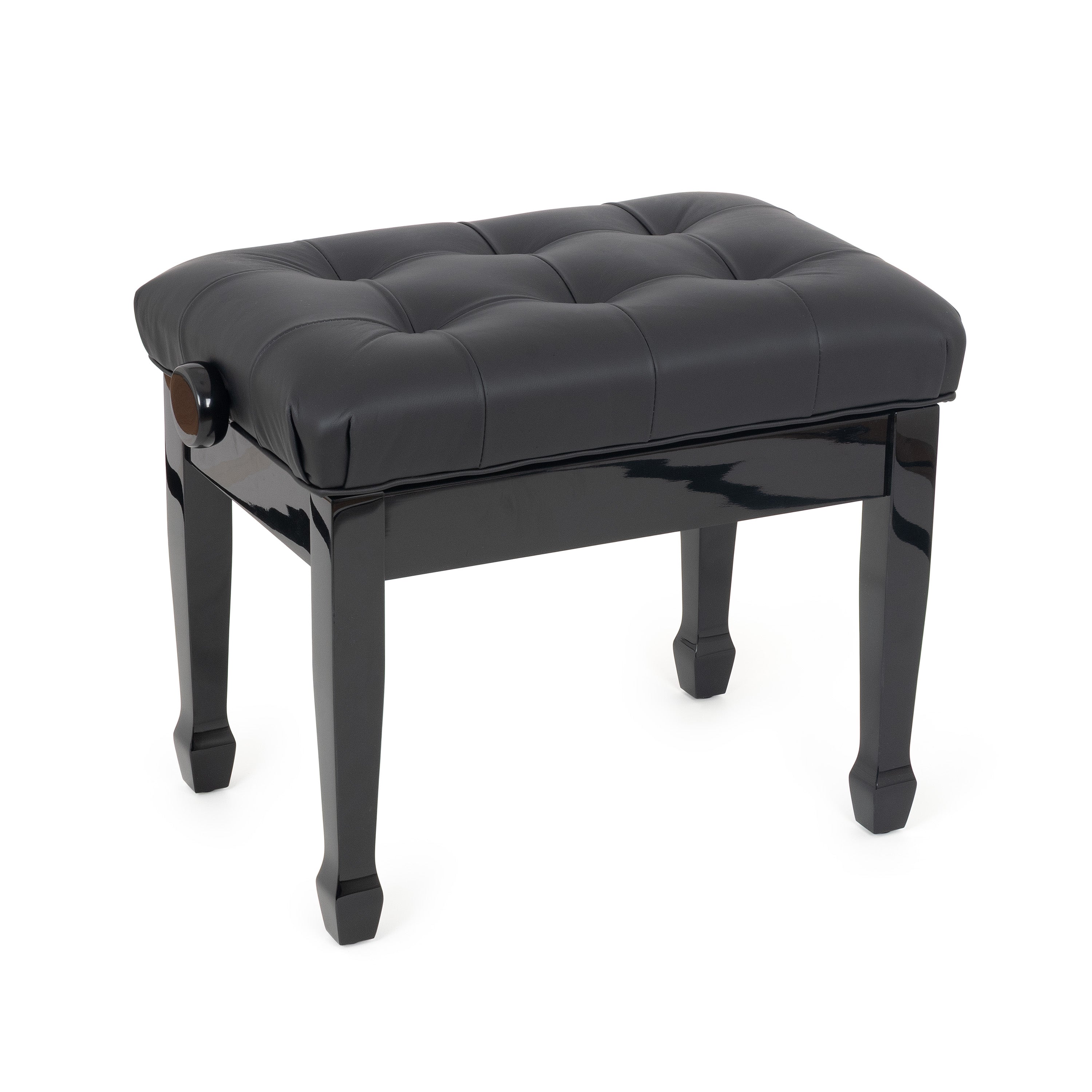 Musisca concert piano stool - Black gloss, black faux leather seat