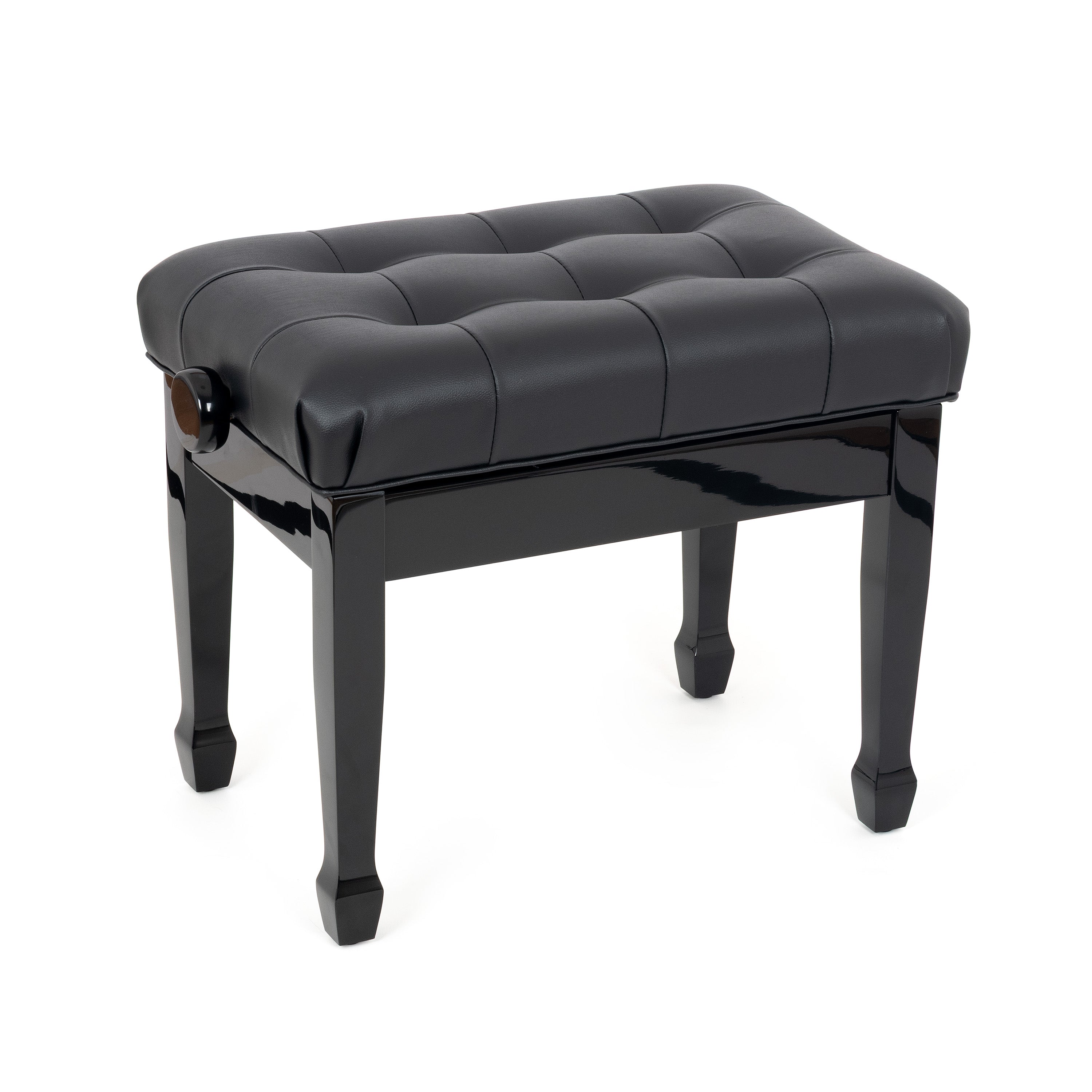 Musisca concert piano stool - Black gloss, black genuine leather seat