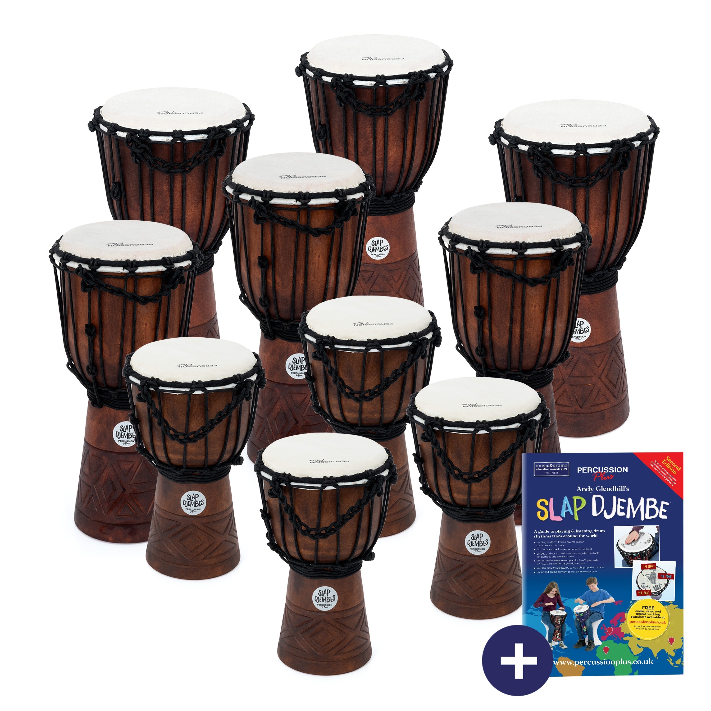 Percussion Plus Jammer Djembe 10 pack - rope-tuned