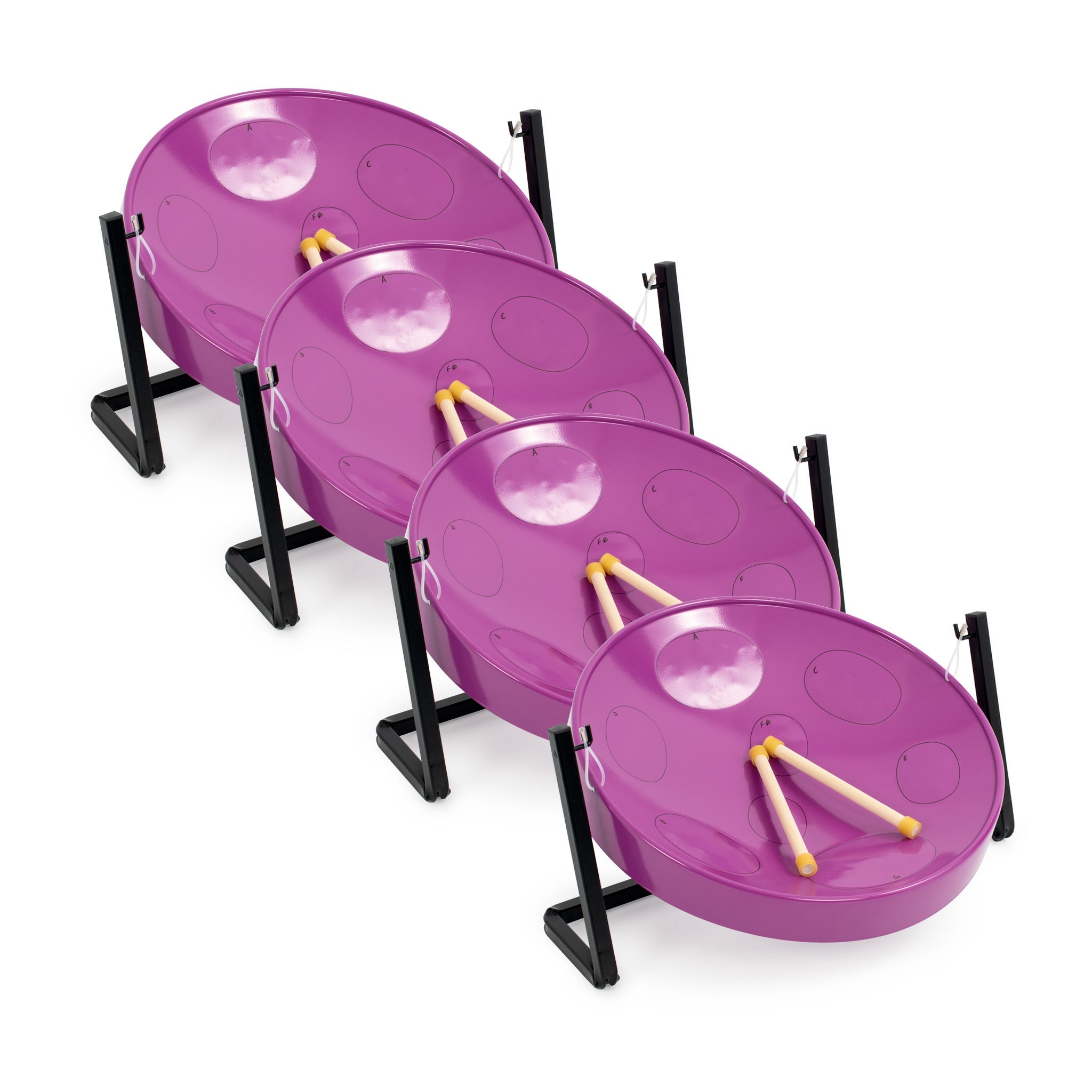 Pack of 4 Jumbie Jam table top steel pans - Purple