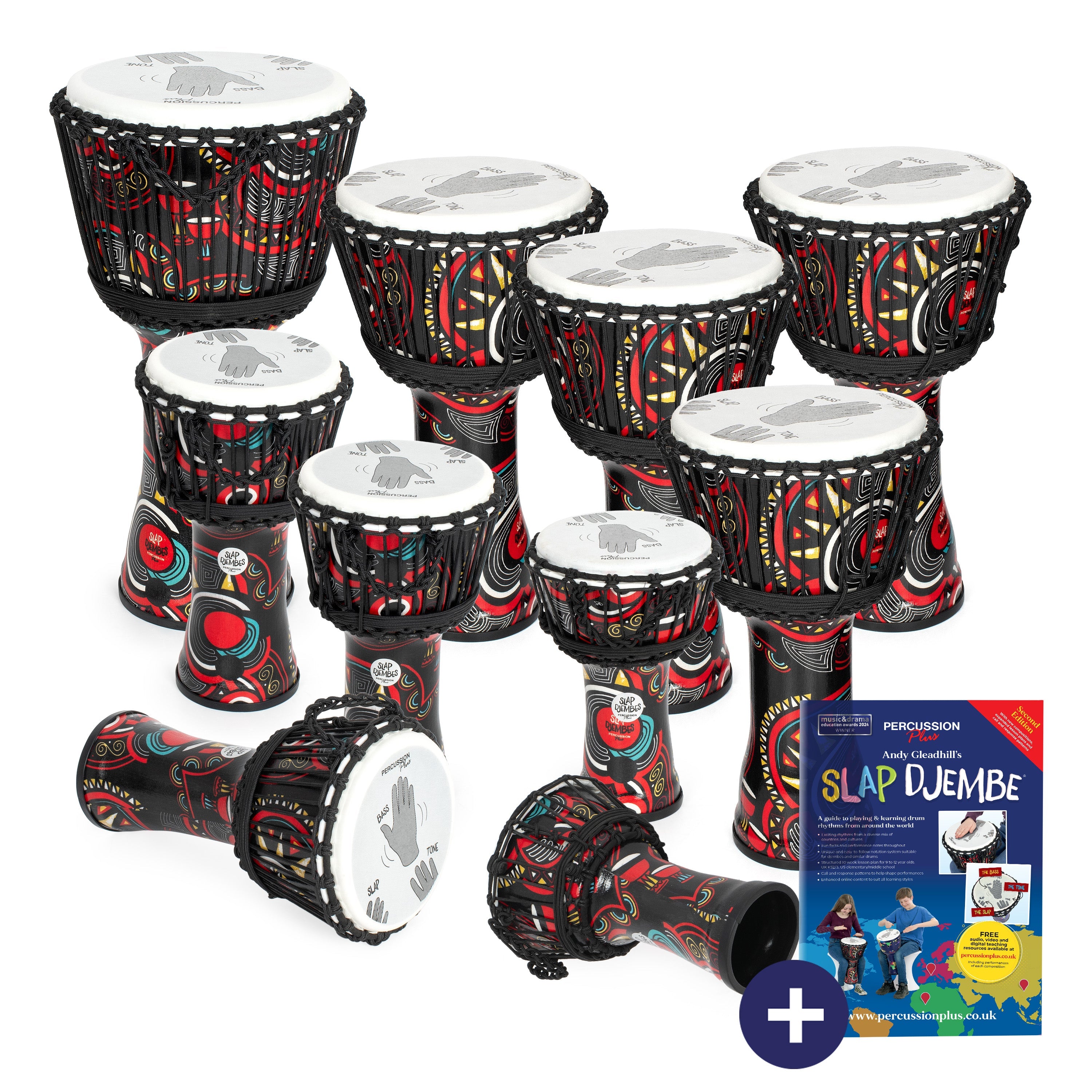 Percussion Plus Carnival Slap Djembe 10 pack – rope tuned