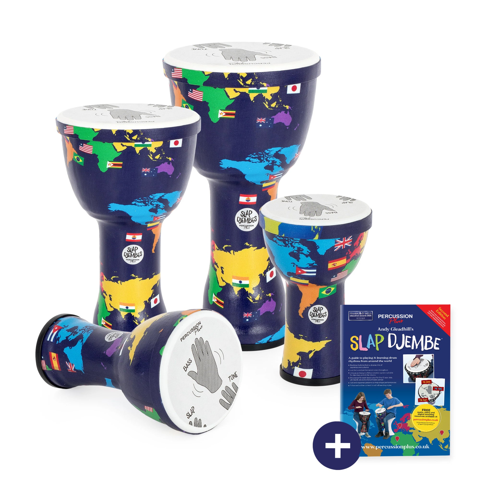 Percussion Plus World Slap Djembe mixed 4 pack - pre-tuned