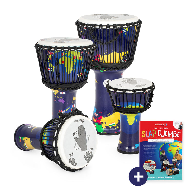 Percussion Plus World Slap Djembe mixed 4 pack - rope tuned Percussion Plus World Slap Djembe mixed 4 pack - rope tuned