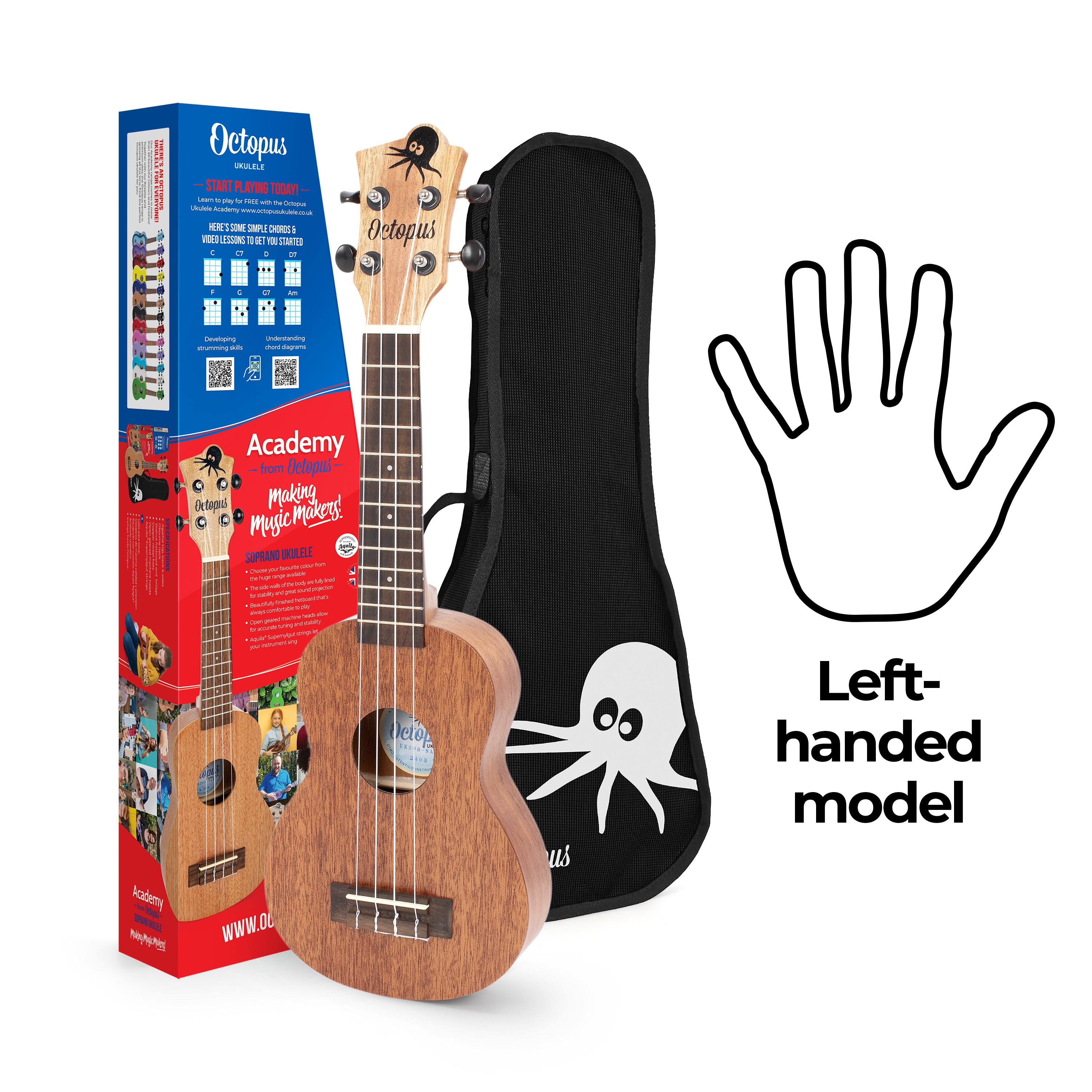 Octopus Academy left handed soprano ukulele