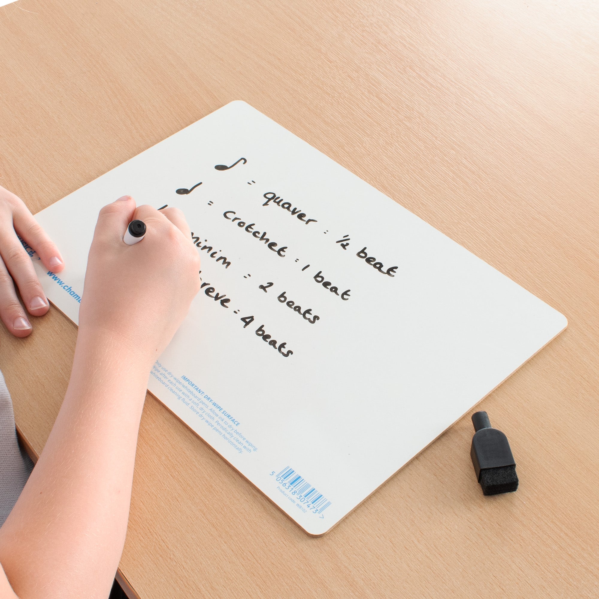 WB102-12PK - Chamberlain Music A4 mini dry-wipe whiteboard - 12 pack A1