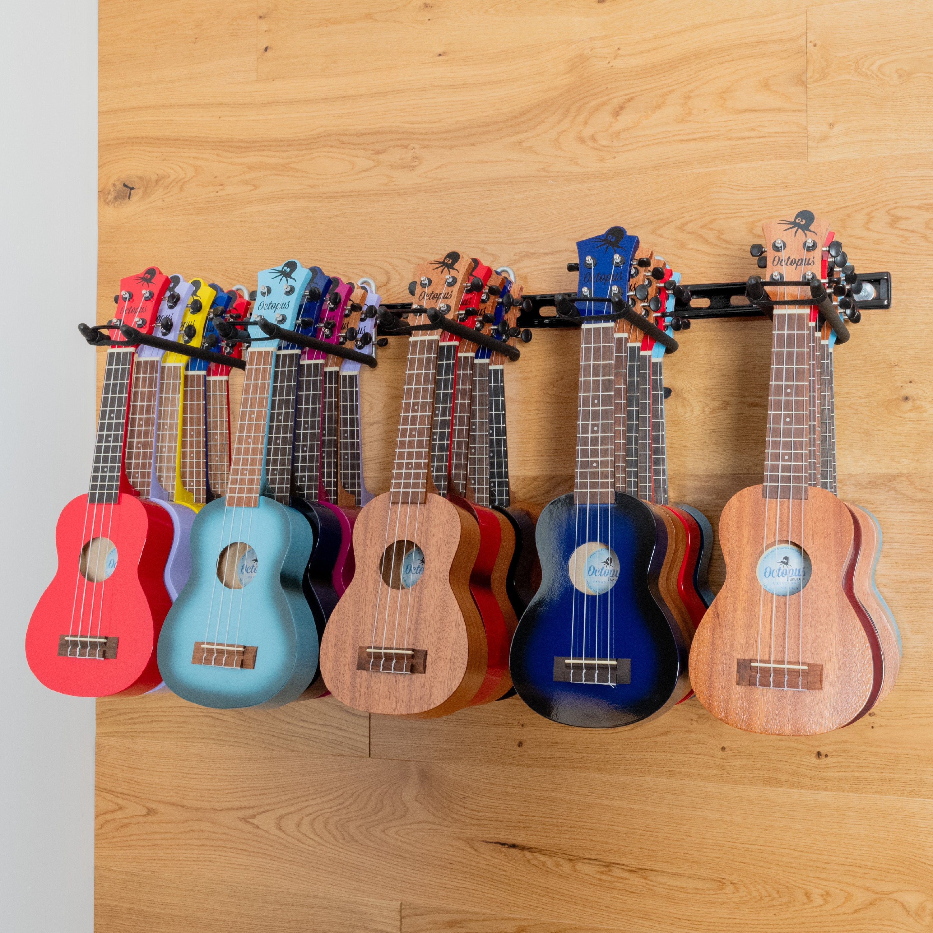 Ukulele wall hanger for up to 25 ukuleles - Black