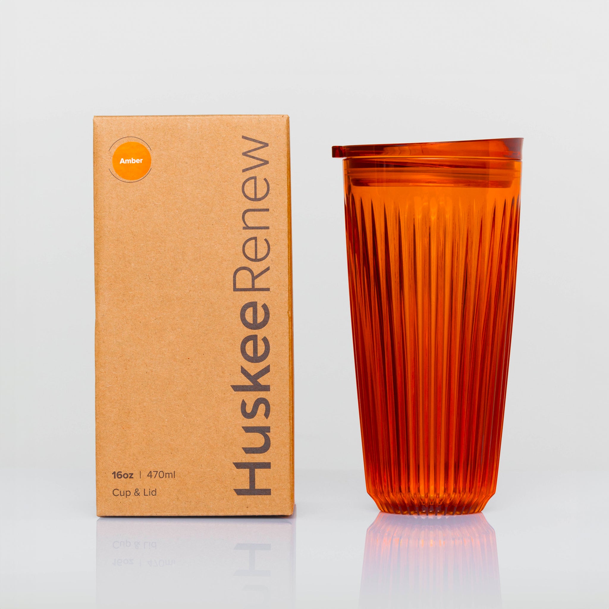 HT16PA01-R - 16oz HuskeeRenew Cup with Lid Amber / A1