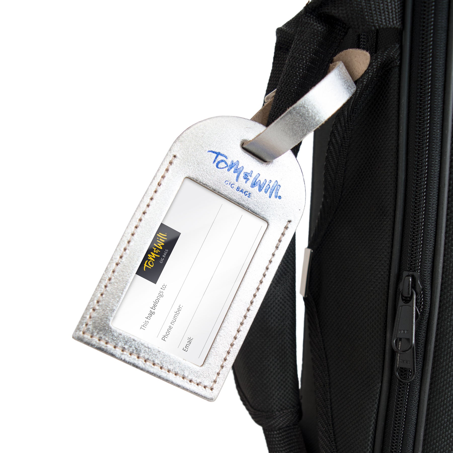 99LL-710 - Tom & Will leather luggage tag Silver / A1