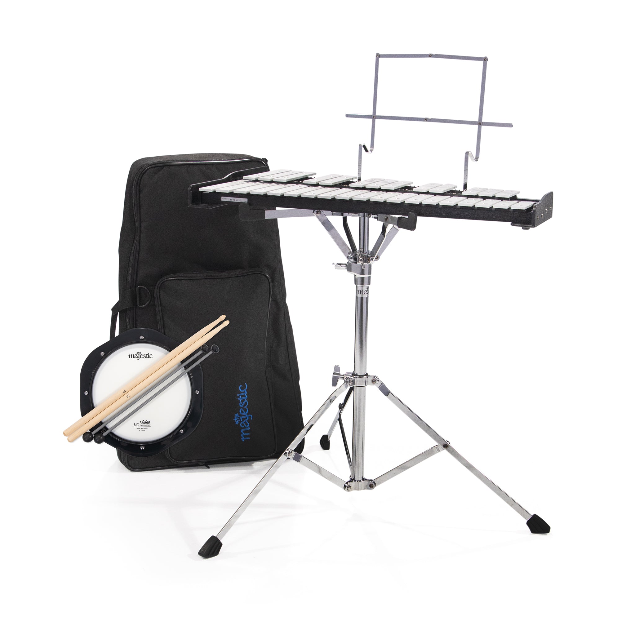 AK32P - Majestic Glockenspiel & 8" practice pad kit with backpack A1