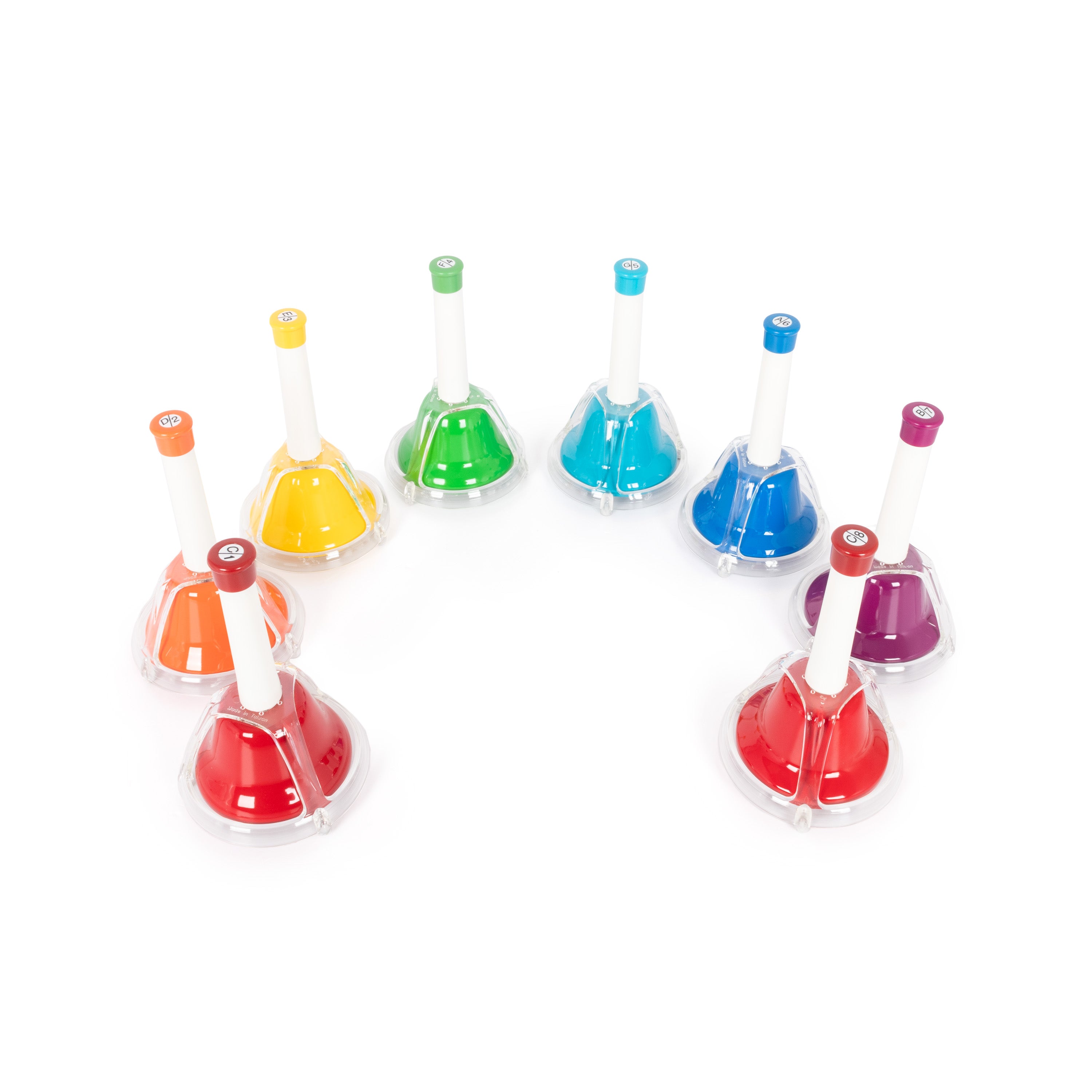 CB8 - Percussion Workshop set of 8 colour combi hand bells A1