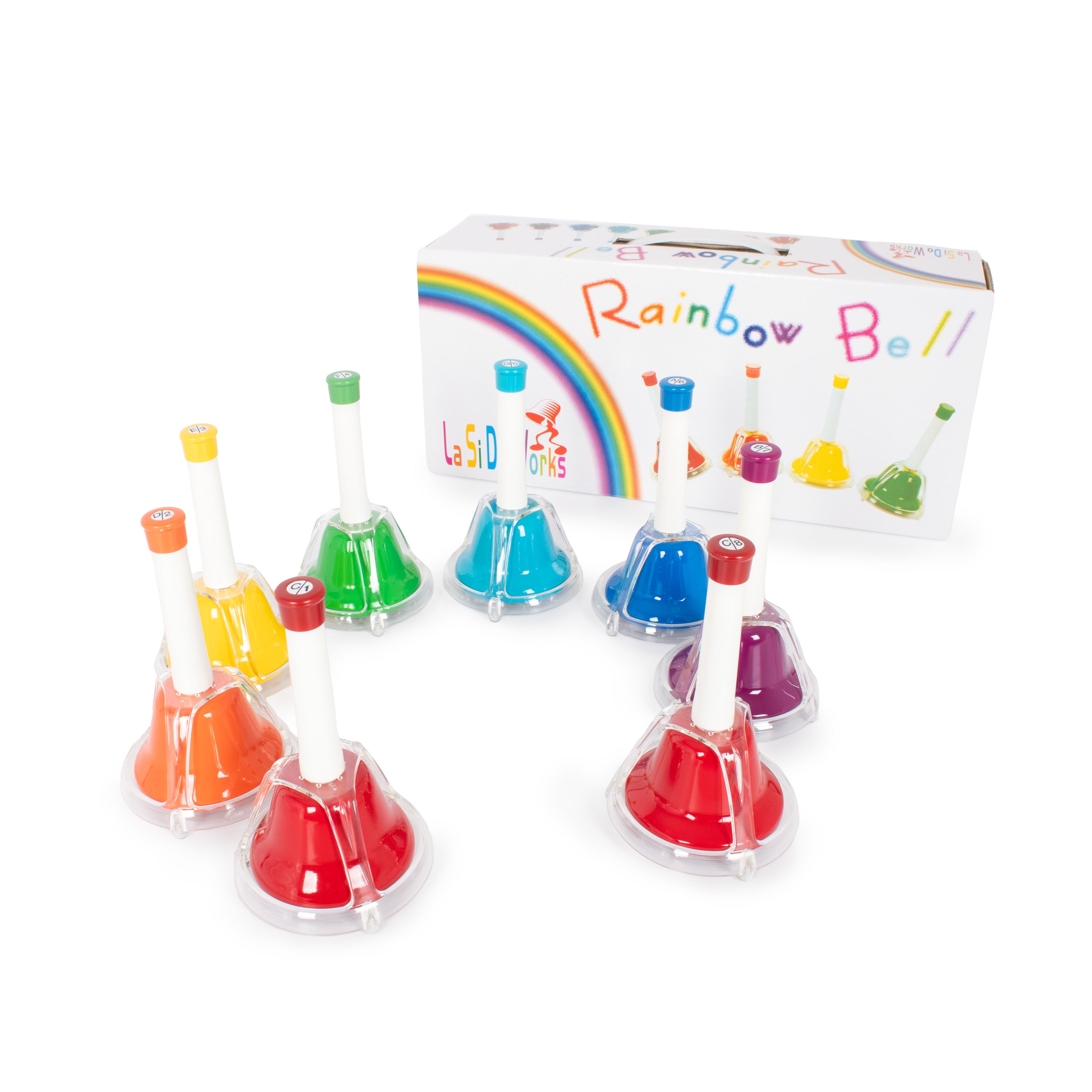 CB8 - Percussion Workshop set of 8 colour combi hand bells A1