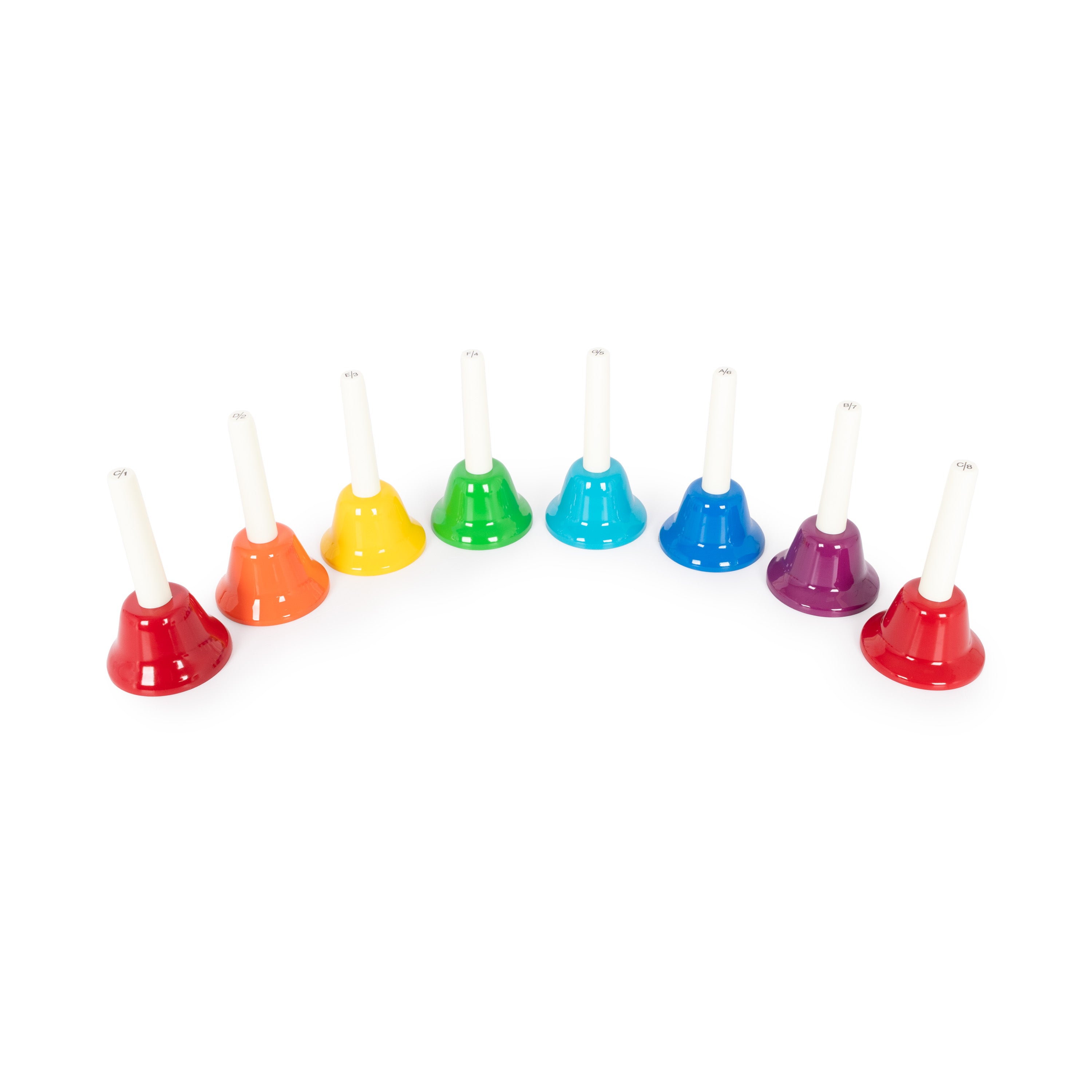 HB8 - Percussion Workshop pack of 8 coloured hand bells A1