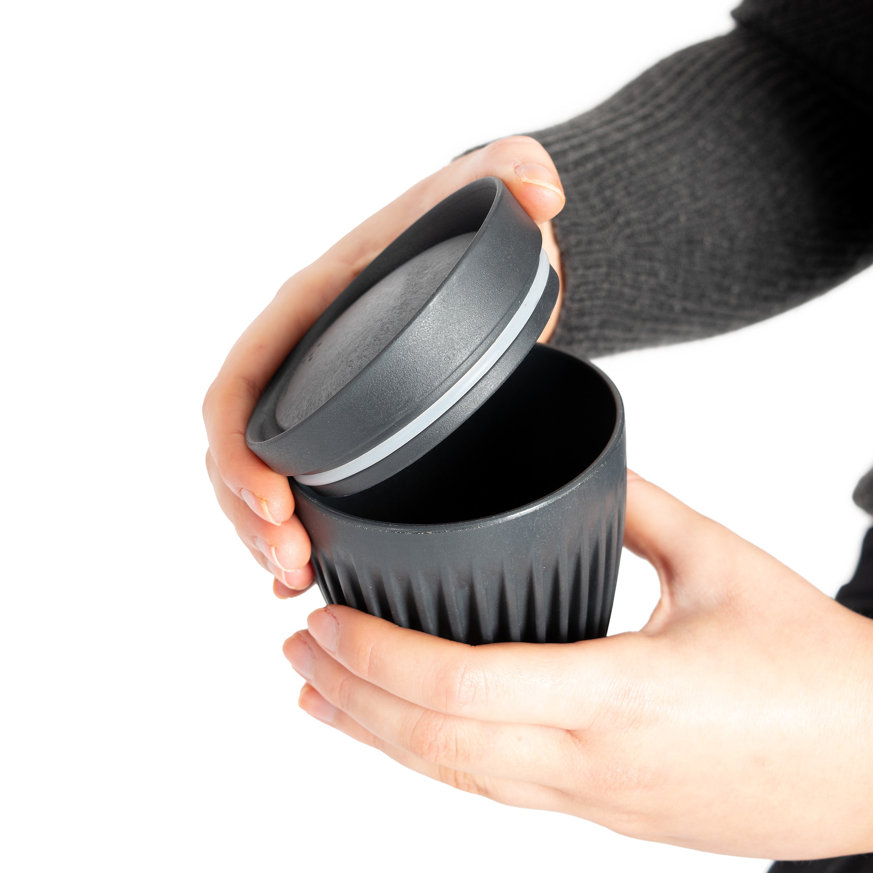 HC06LC12-E - 12x 6oz HuskeeCup with Lid Charcoal / A1
