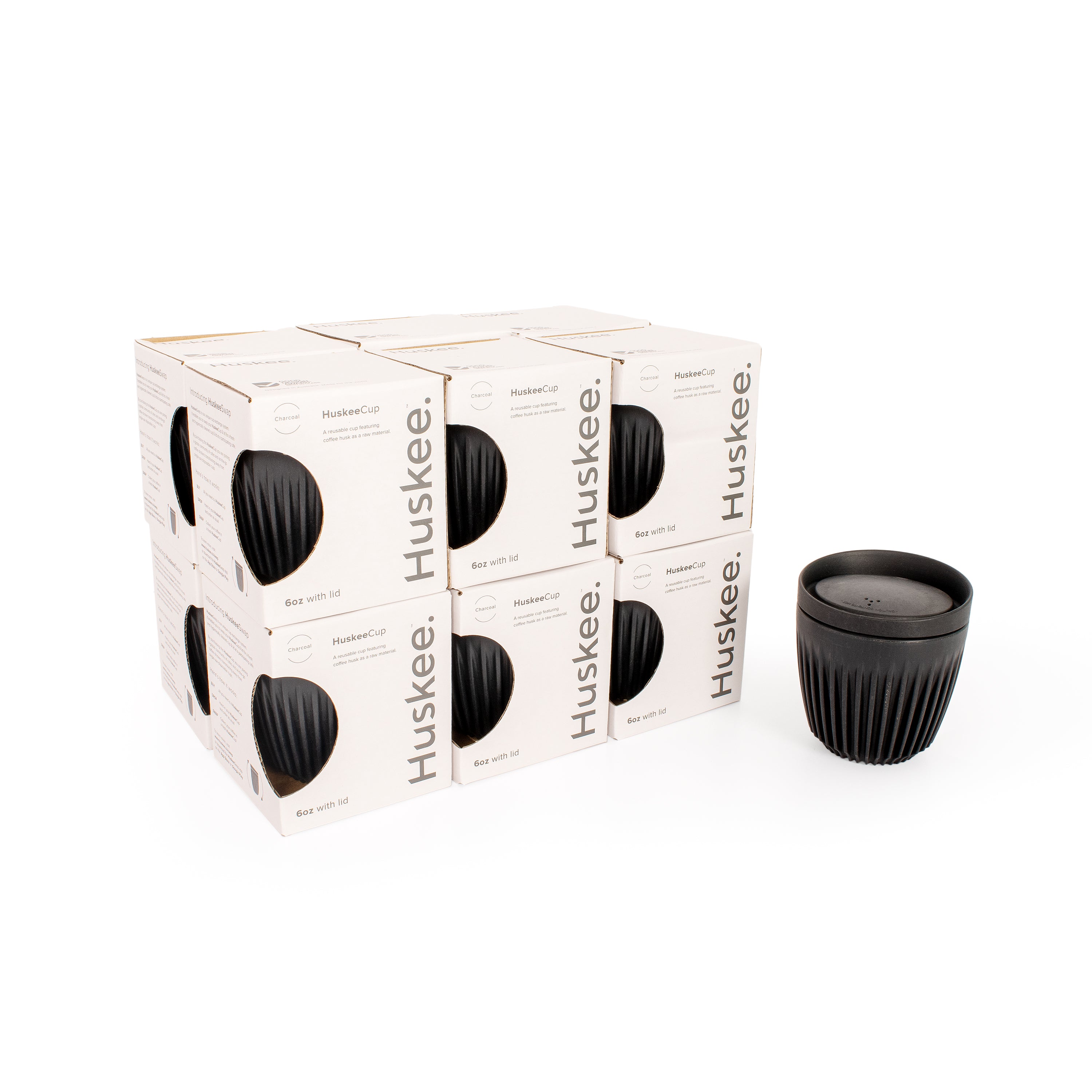 HC06LC12-E - 12x 6oz HuskeeCup with Lid Charcoal / A1
