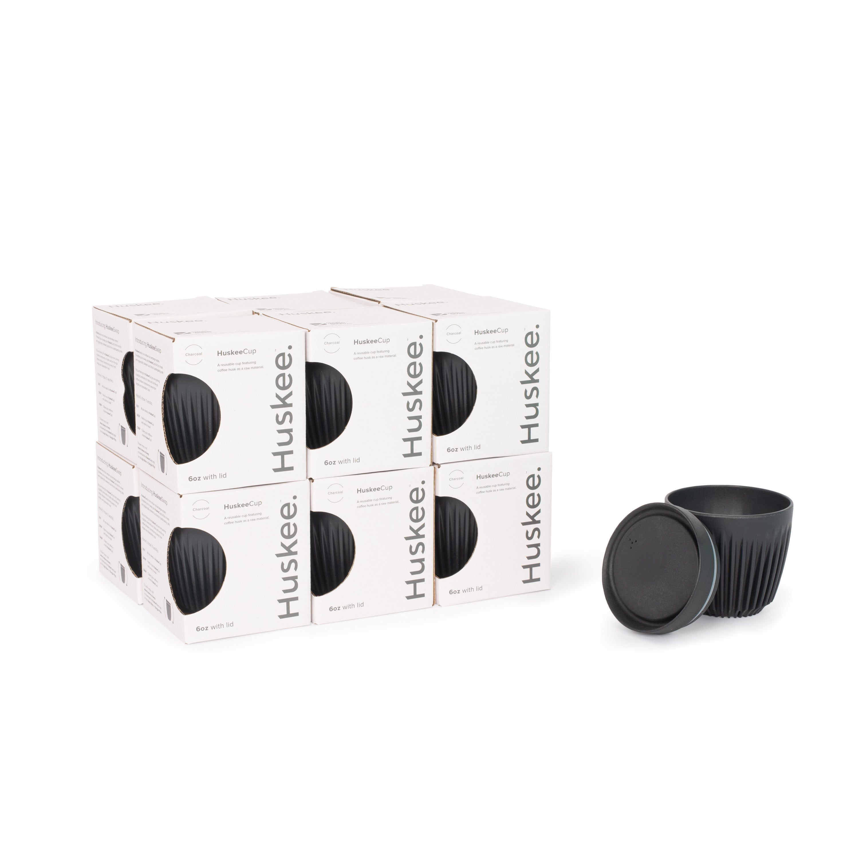 HC06LC12-E - 12x 6oz HuskeeCup with Lid Charcoal / A1