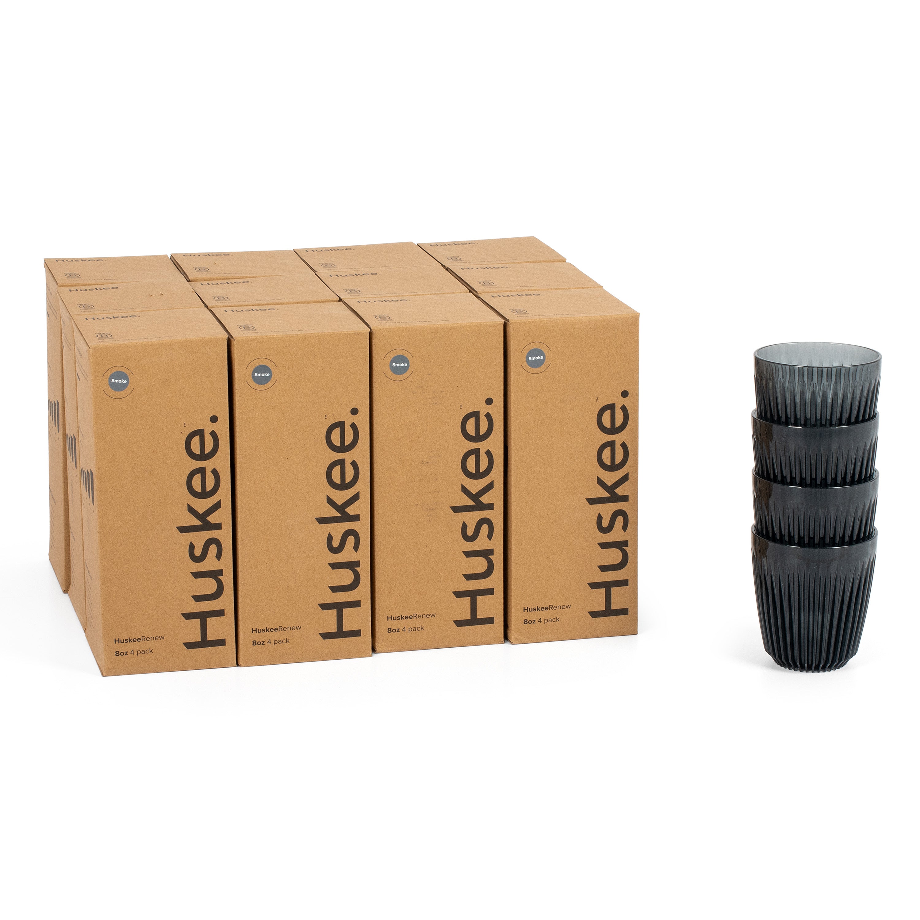 HT08K48-R - 12x 8oz HuskeeRenew Cup 4-pack Smoke / A1
