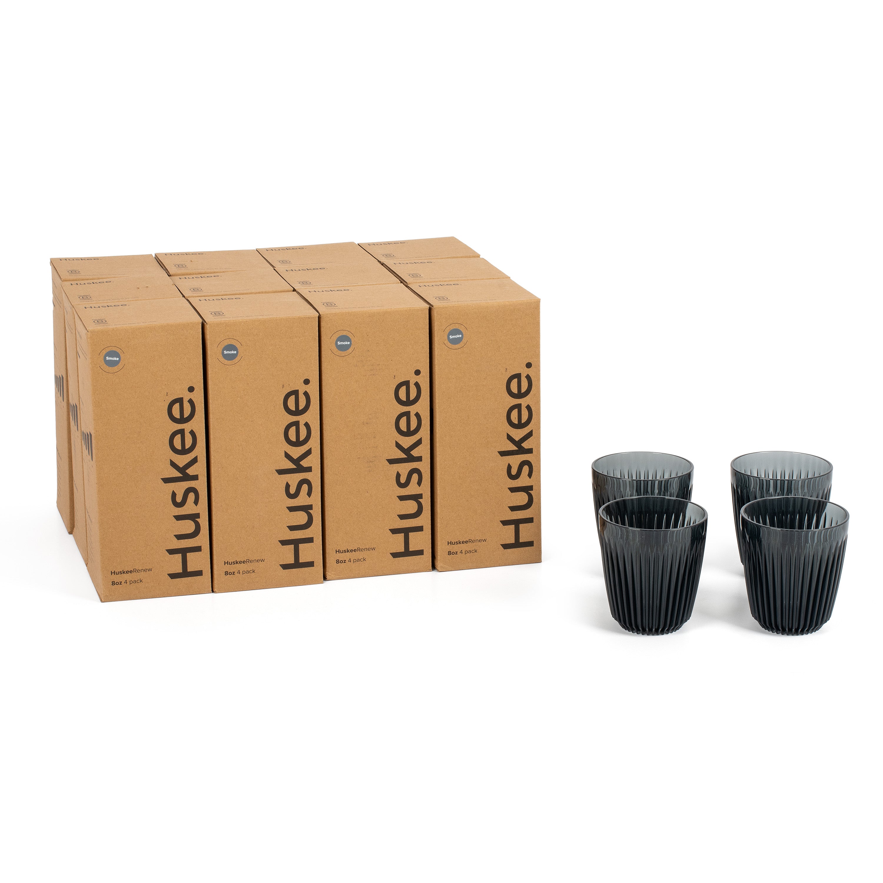 HT08K48-R - 12x 8oz HuskeeRenew Cup 4-pack Smoke / A1