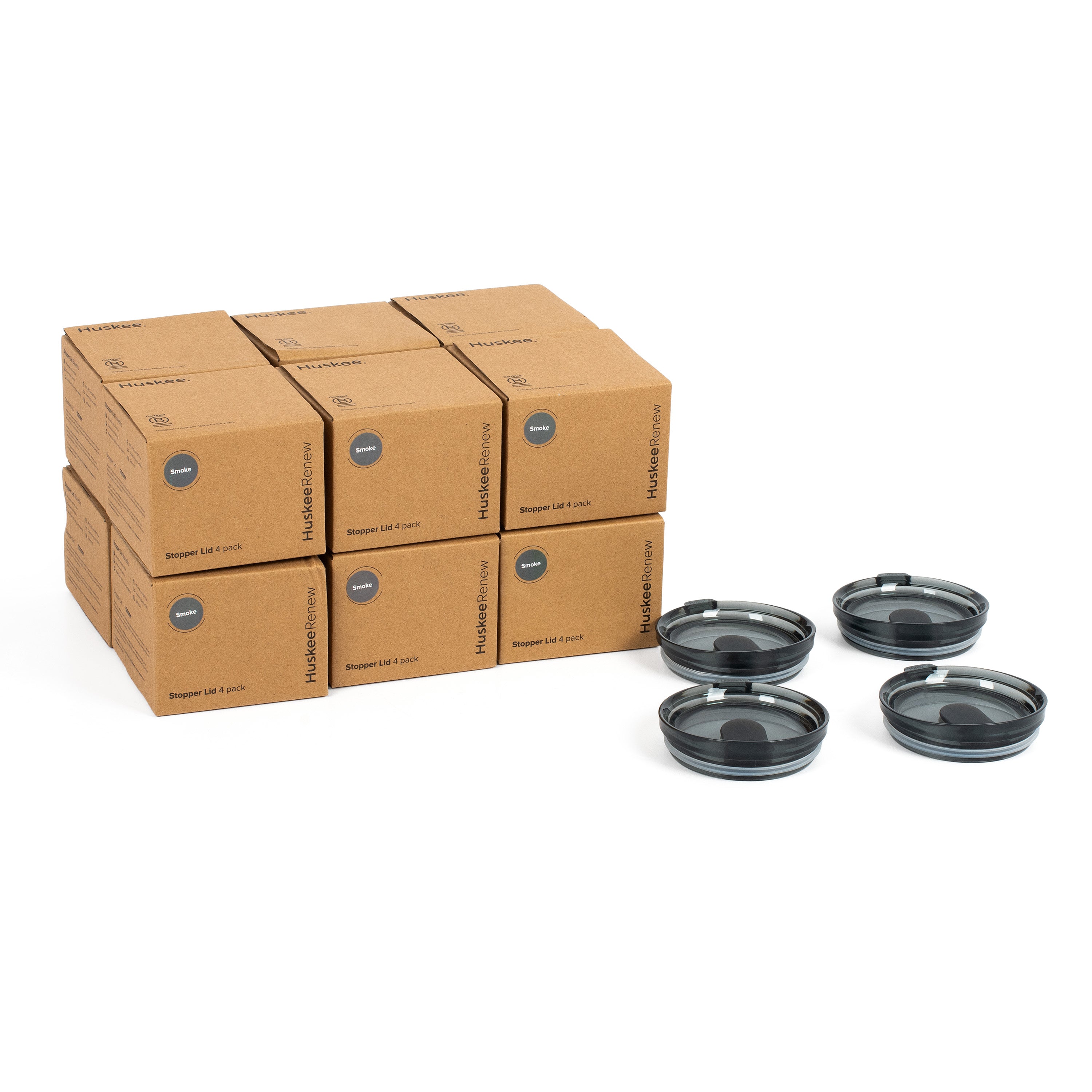 HT0PK48-R - 12 x 4-packs of HuskeeRenew Lids Smoke / A1