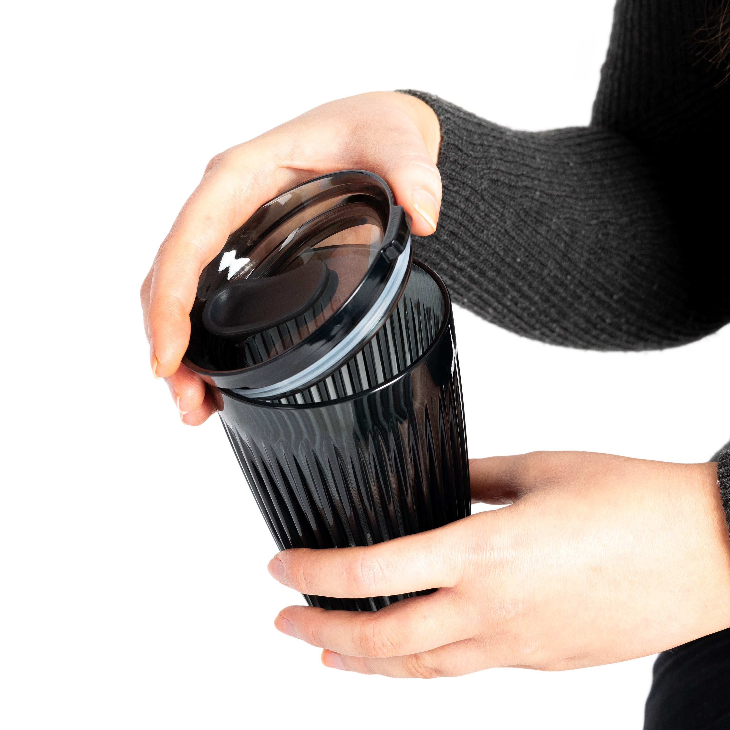 HT12PK12-R - 12 x 12oz HuskeeRenew Cups with lids Smoke / A1