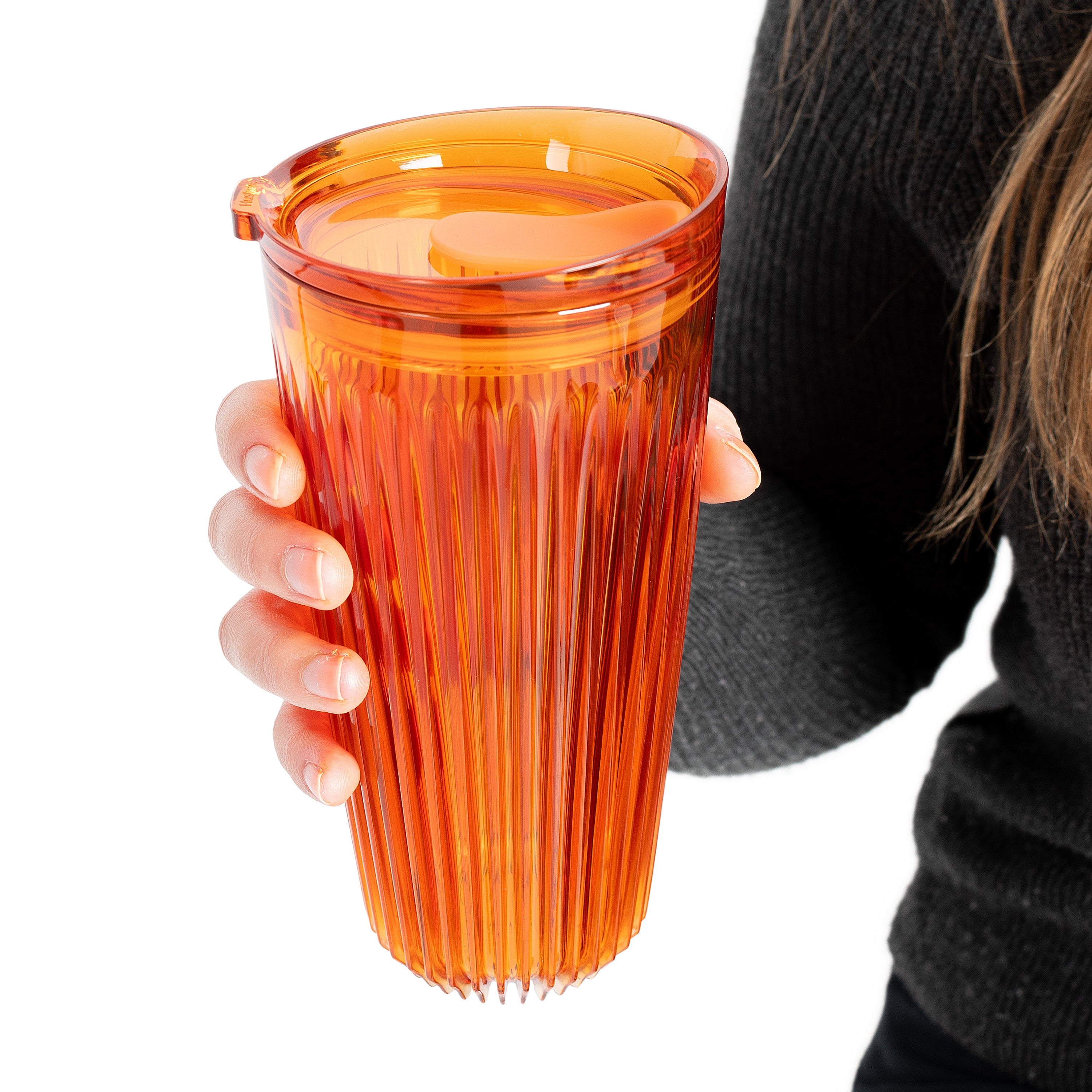 HT16PA12-R - 12 x 16oz HuskeeRenew Cups with lids Amber / A1