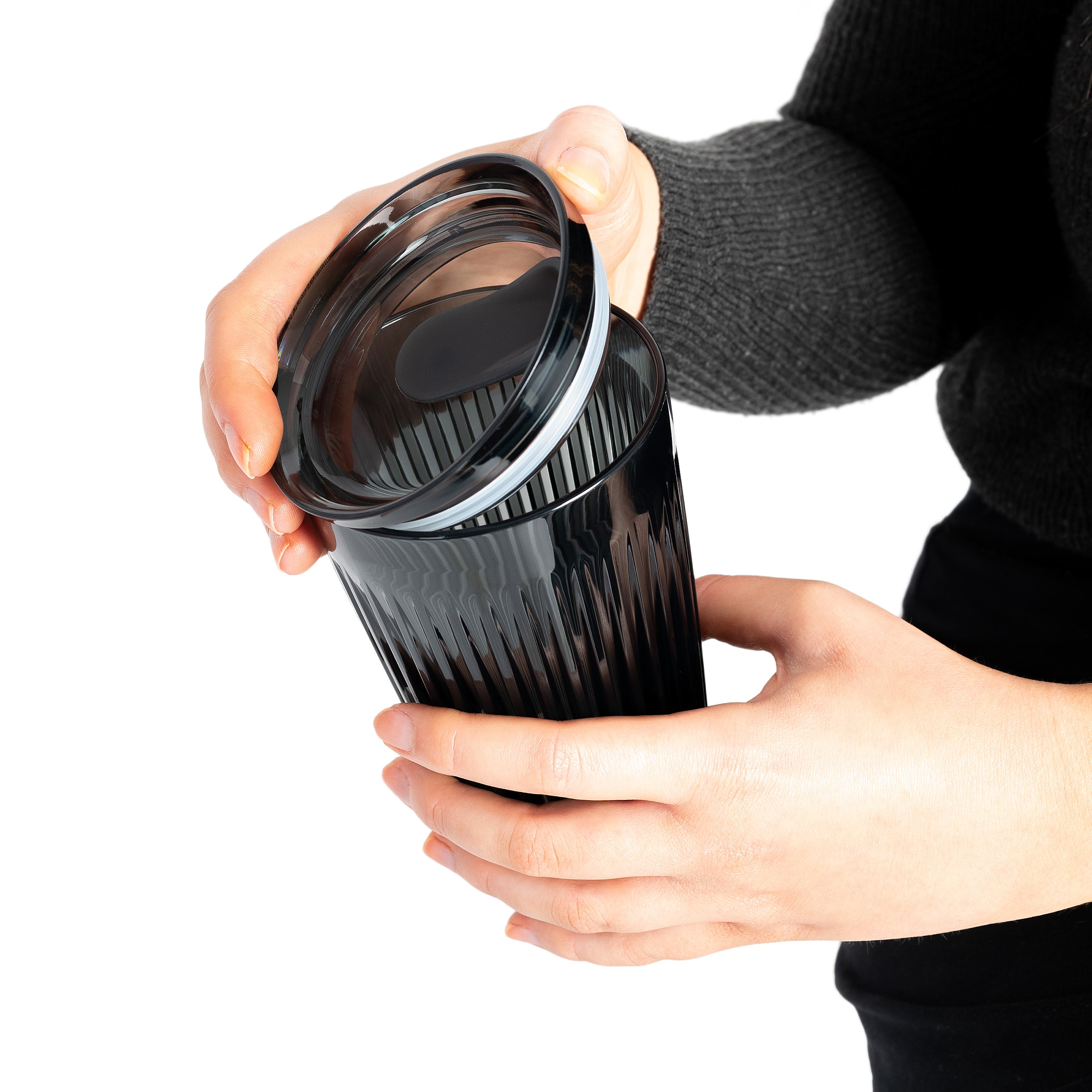 HT16PK12-R - 12 x 16oz HuskeeRenew Cups with lids Smoke / A1