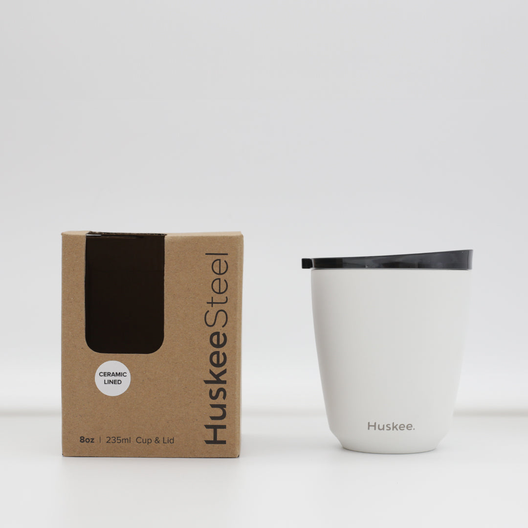 HS08PKW01-S2C - 8oz HuskeeSteel Cup & Lid White / A1