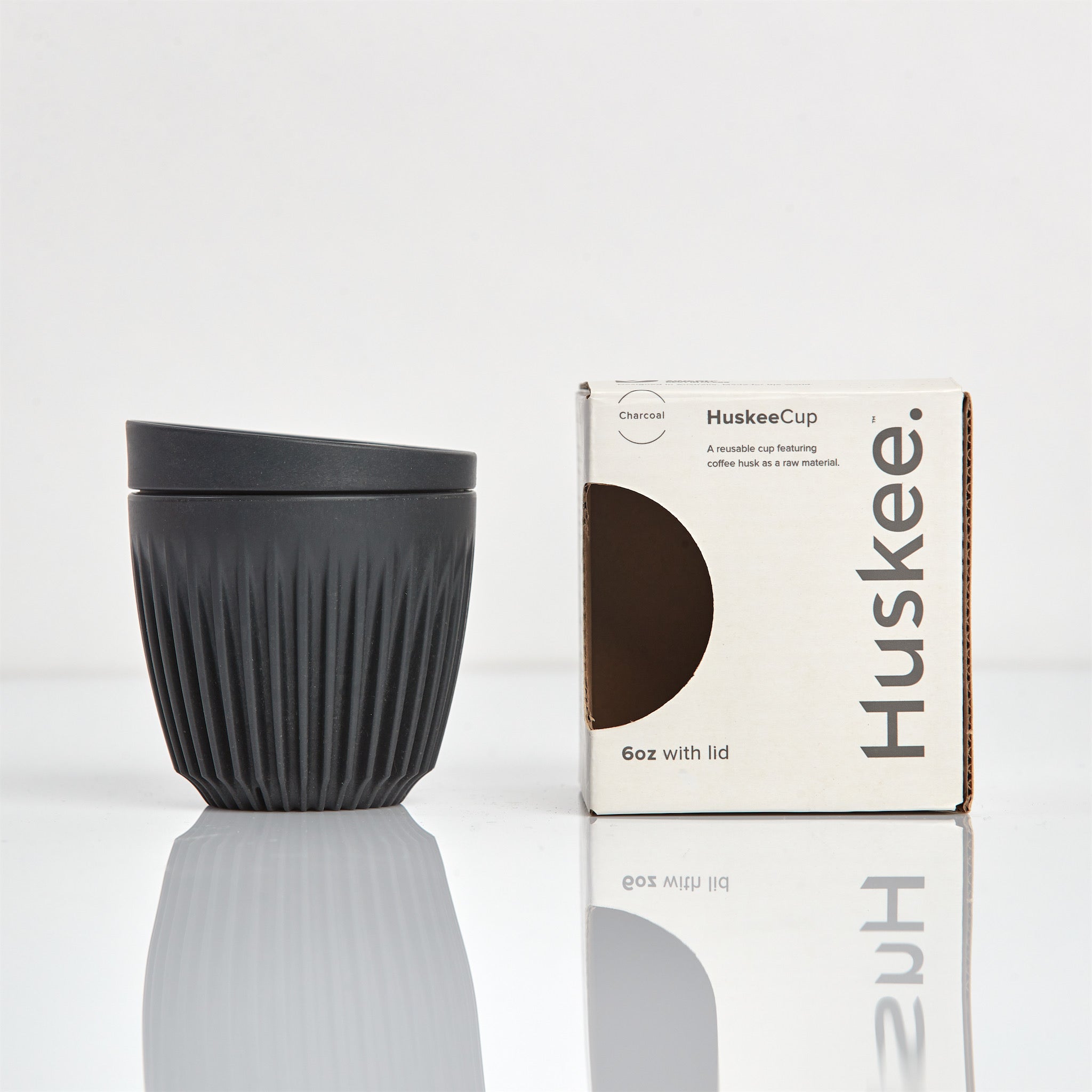 HC06LC12-E - 12x 6oz HuskeeCup with Lid Charcoal / A1