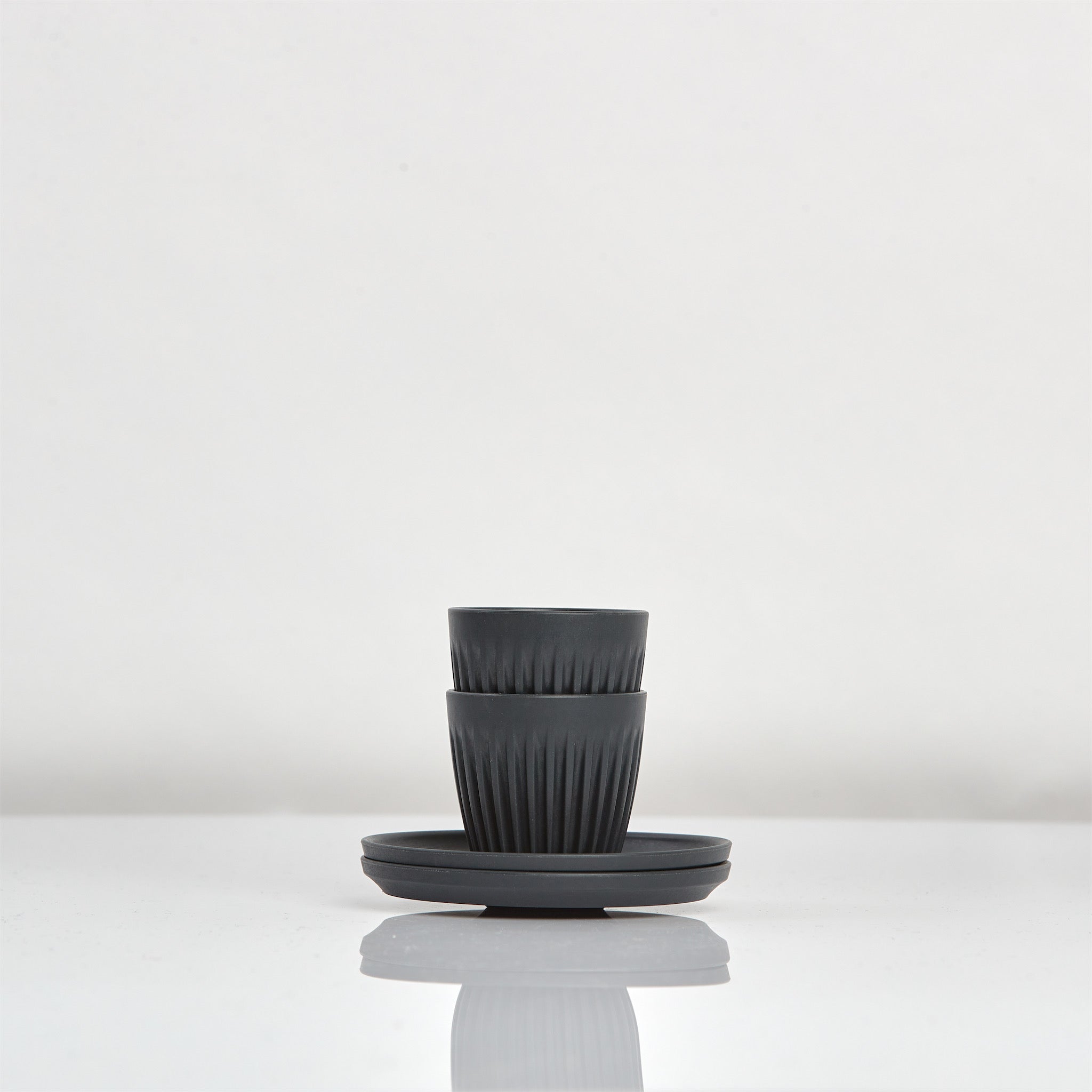 HC03SC02-E - 3oz Espresso HuskeeCup and Saucer Set of 2 Charcoal / A1