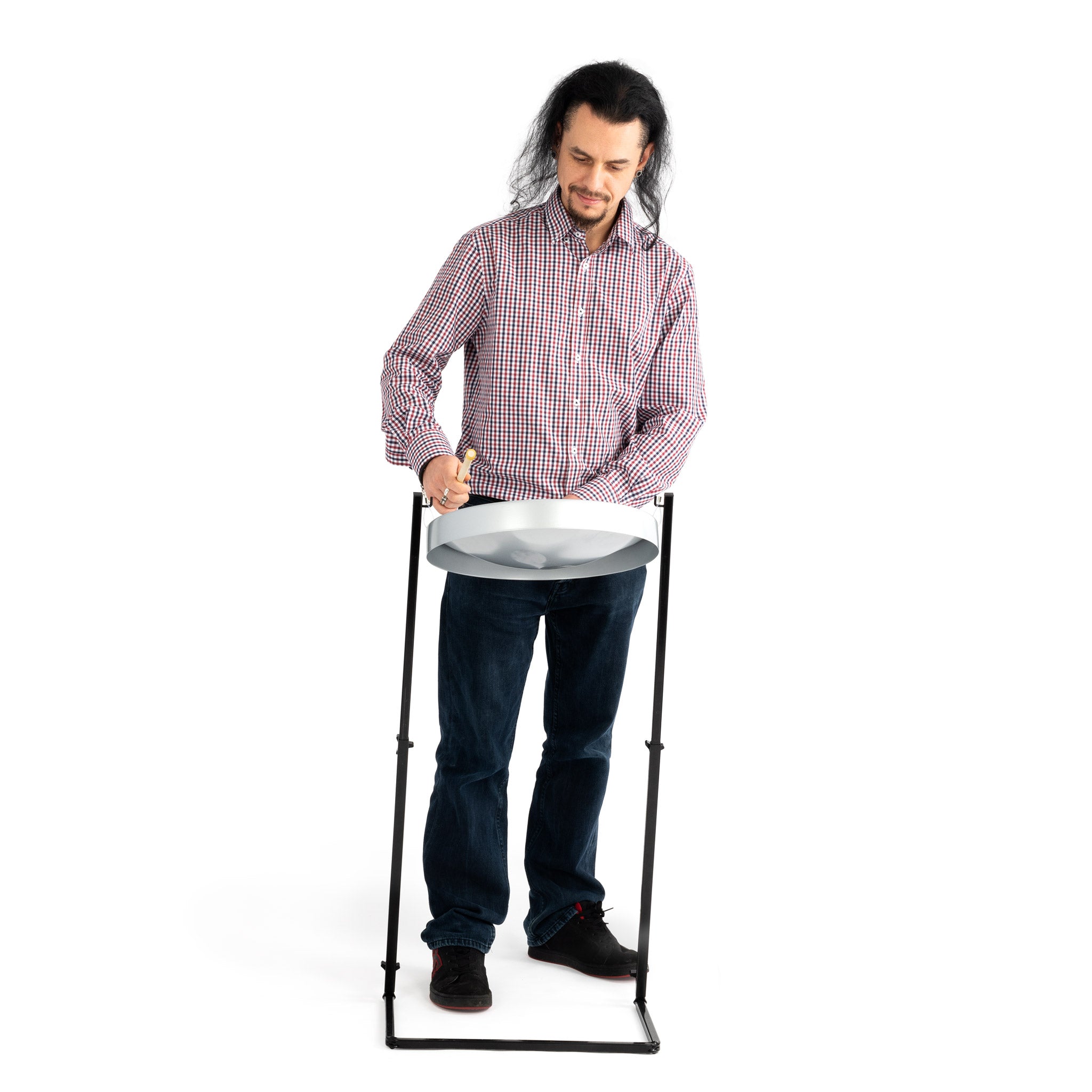 JJ1158-GY - Jumbie Jam steel pan with metal Z stand - grey pan A1