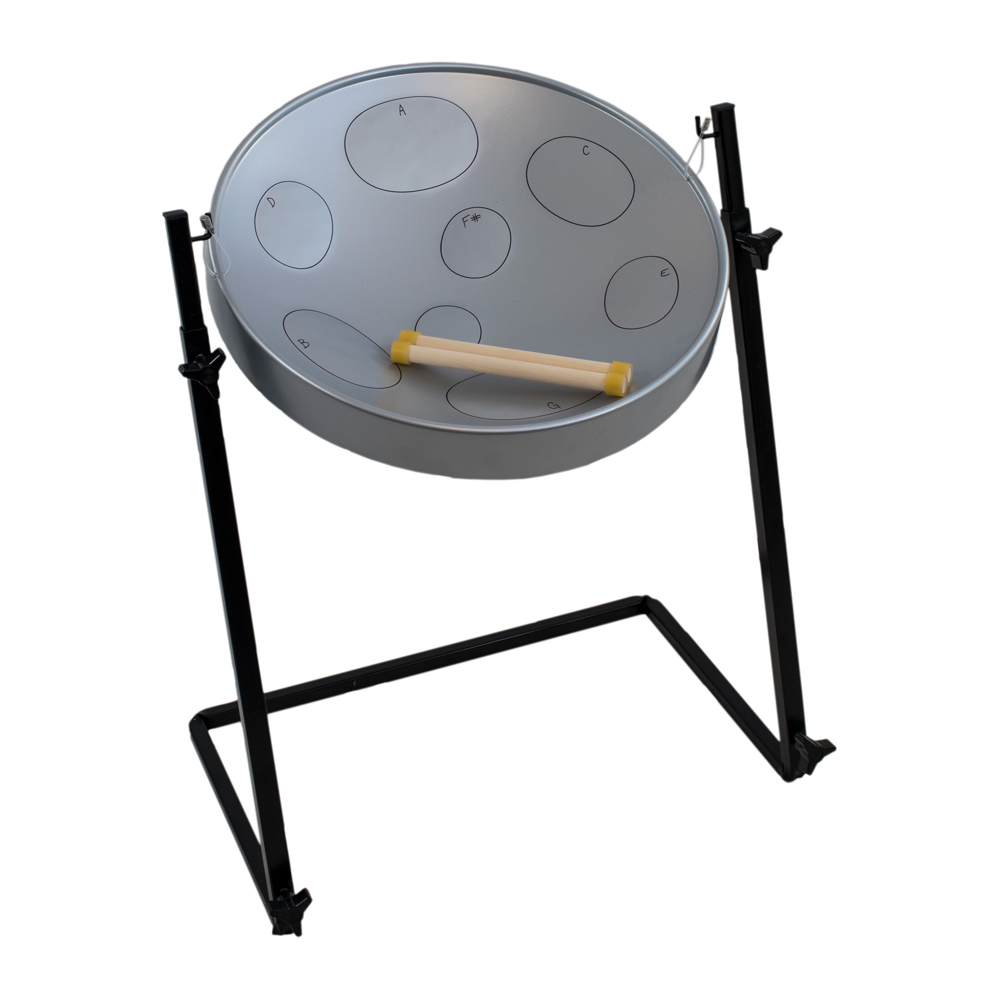 JJ1158-GY - Jumbie Jam steel pan with metal Z stand - grey pan A1