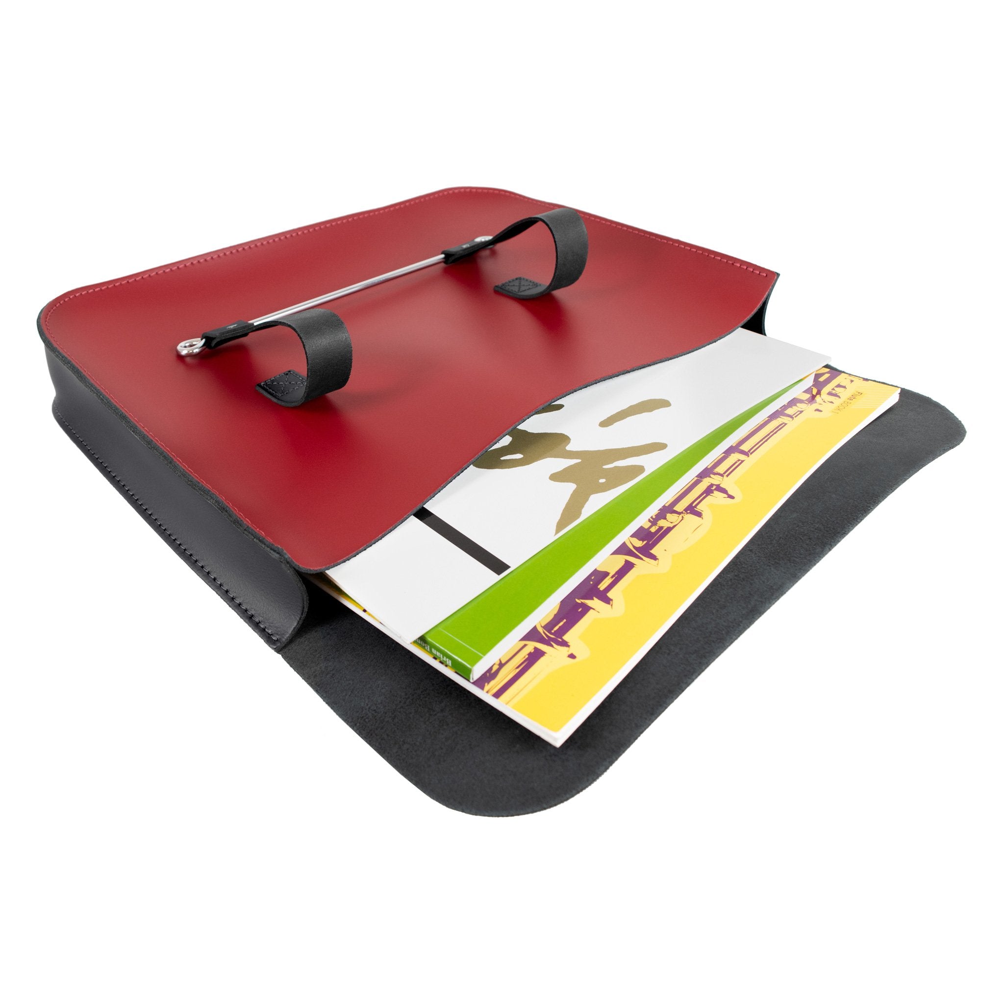 MC1-BRD - Oxford Traditional leather music case Black with red front / A1