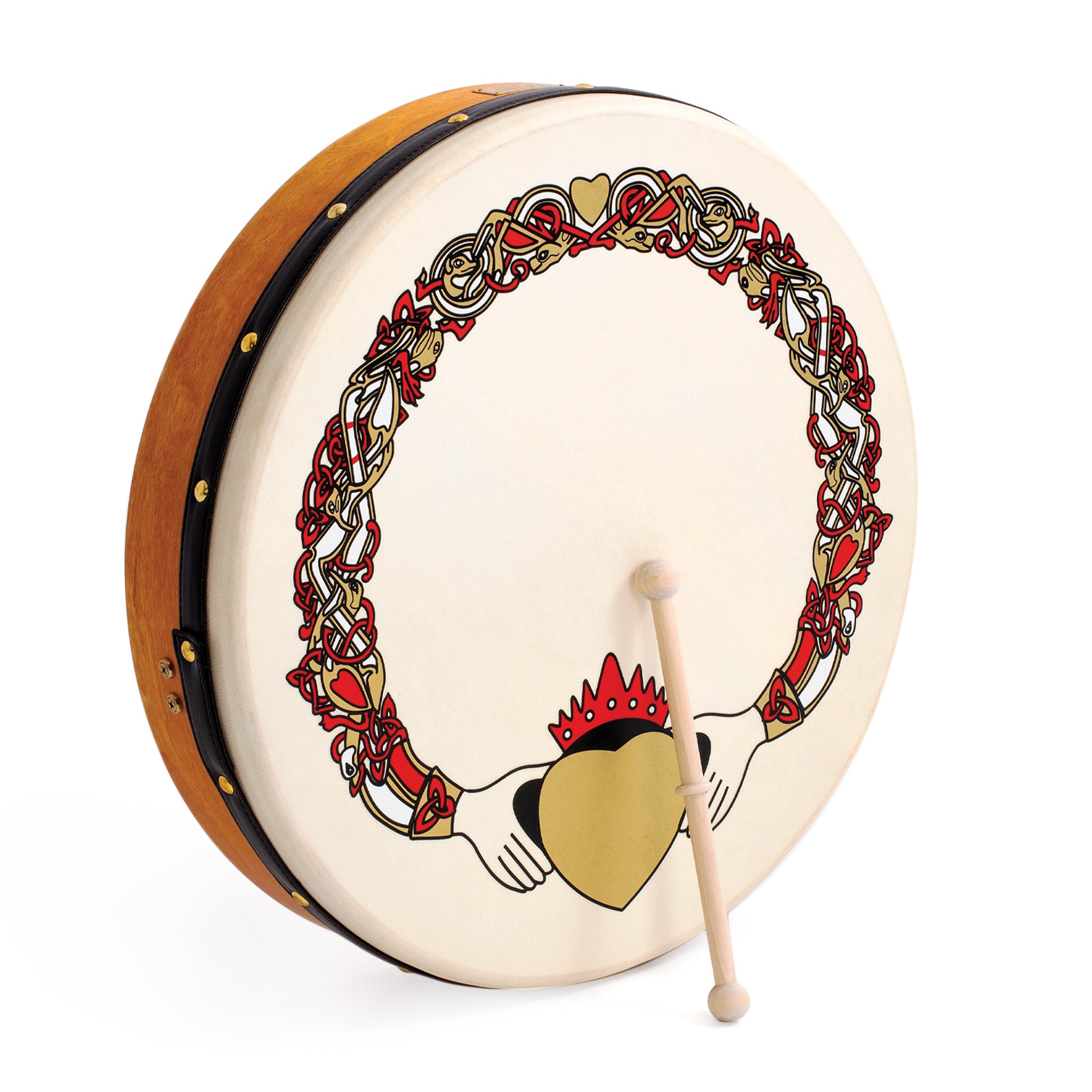 PP1109 - Percussion Plus bodhran 18" Claddagh with bag, tipper and DVD A1