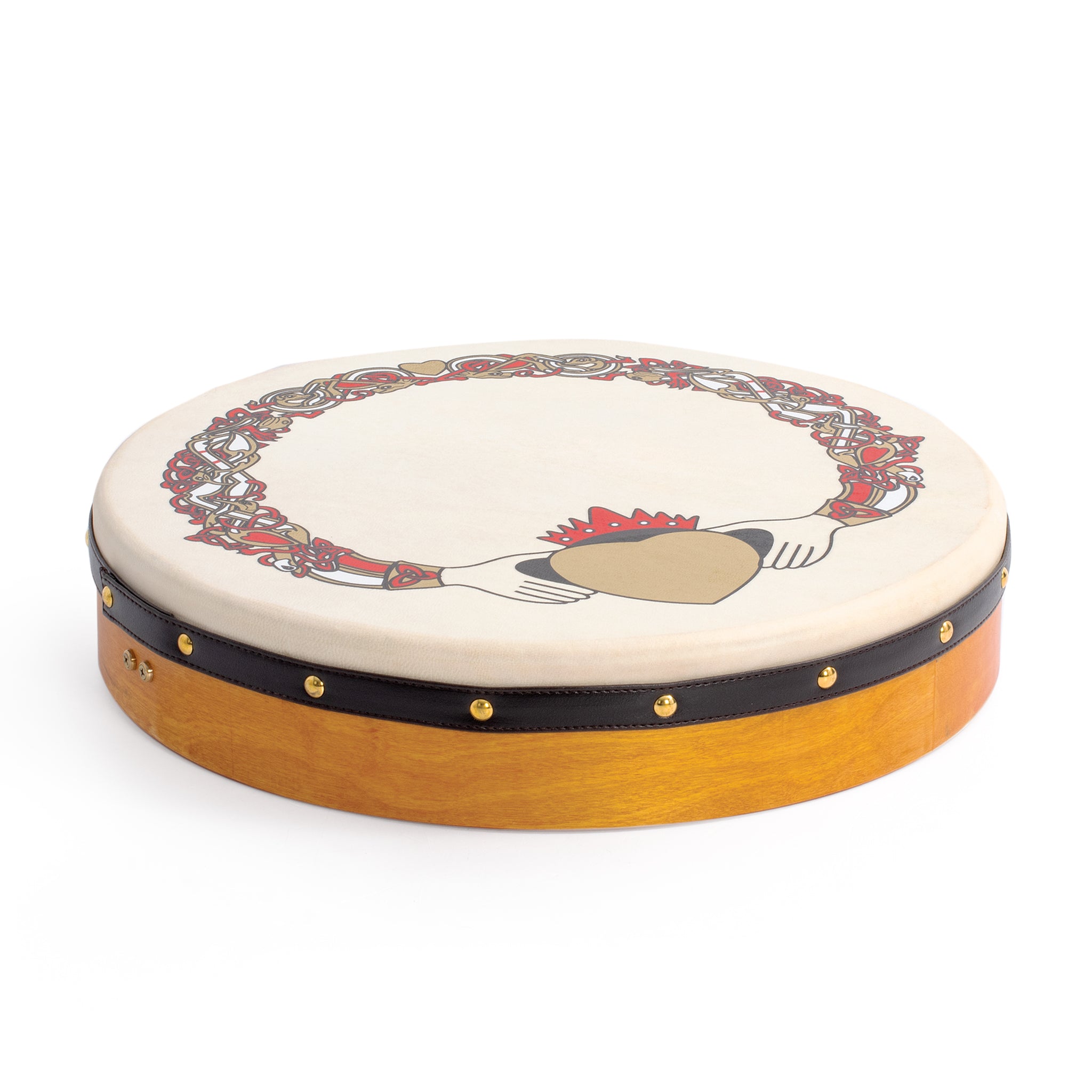 PP1109 - Percussion Plus bodhran 18" Claddagh with bag, tipper and DVD A1