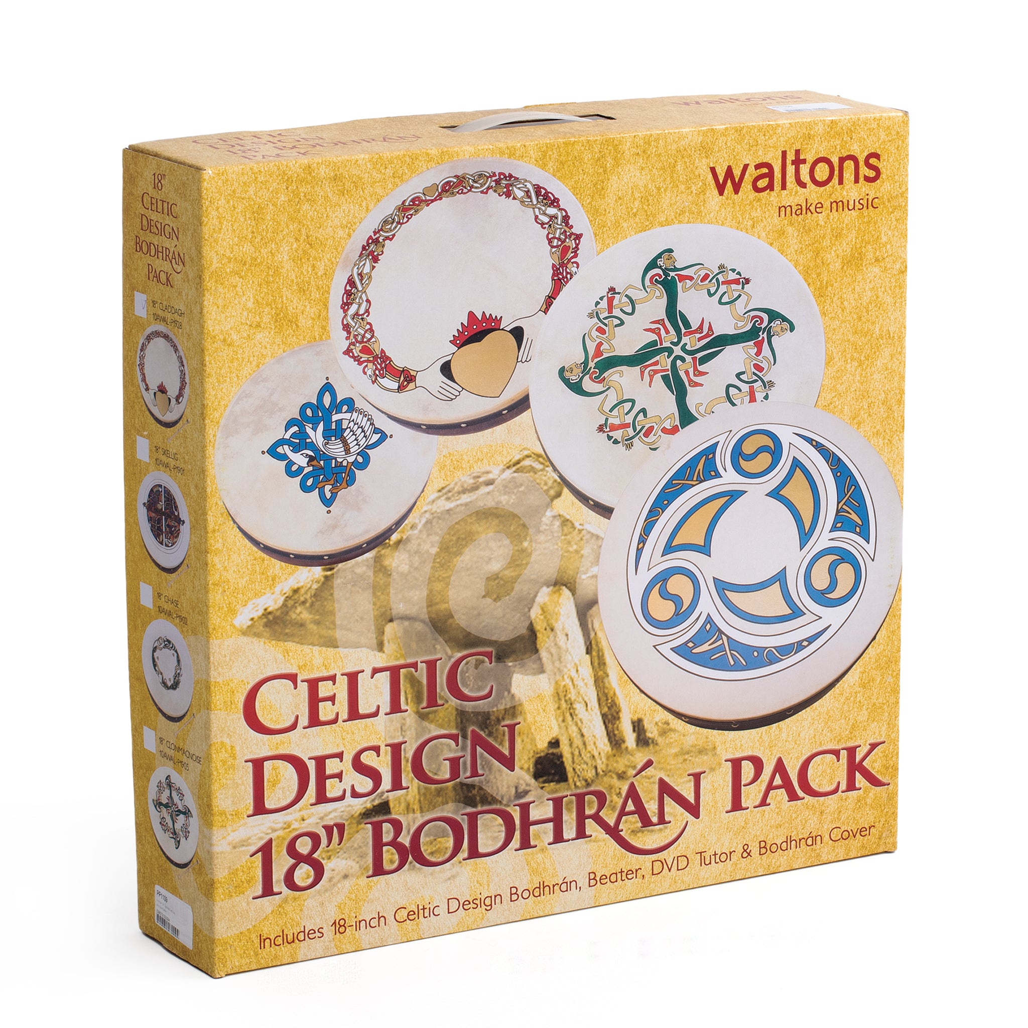 PP1109 - Percussion Plus bodhran 18" Claddagh with bag, tipper and DVD A1