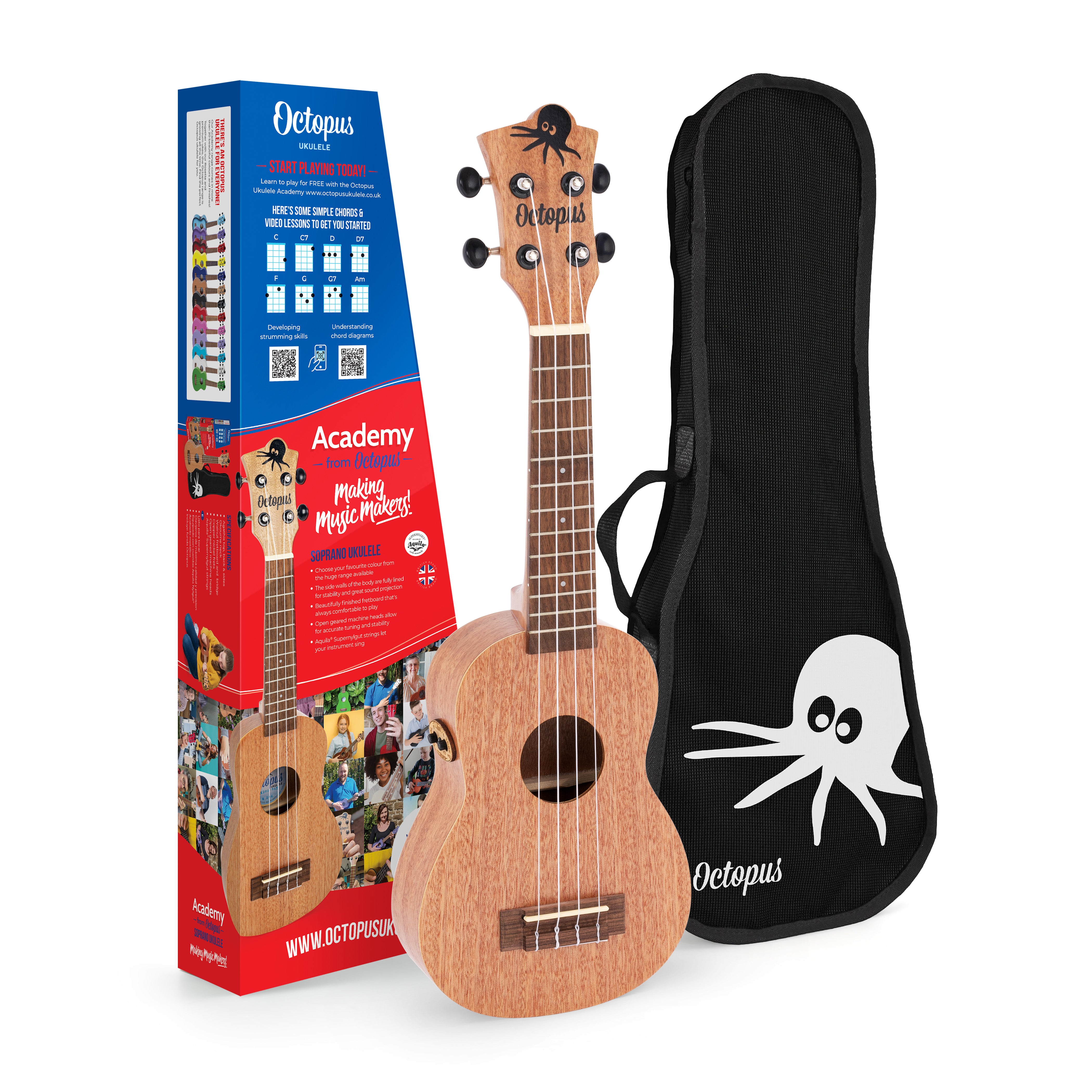 UK205E - Octopus Academy electro-acoustic soprano ukulele A1