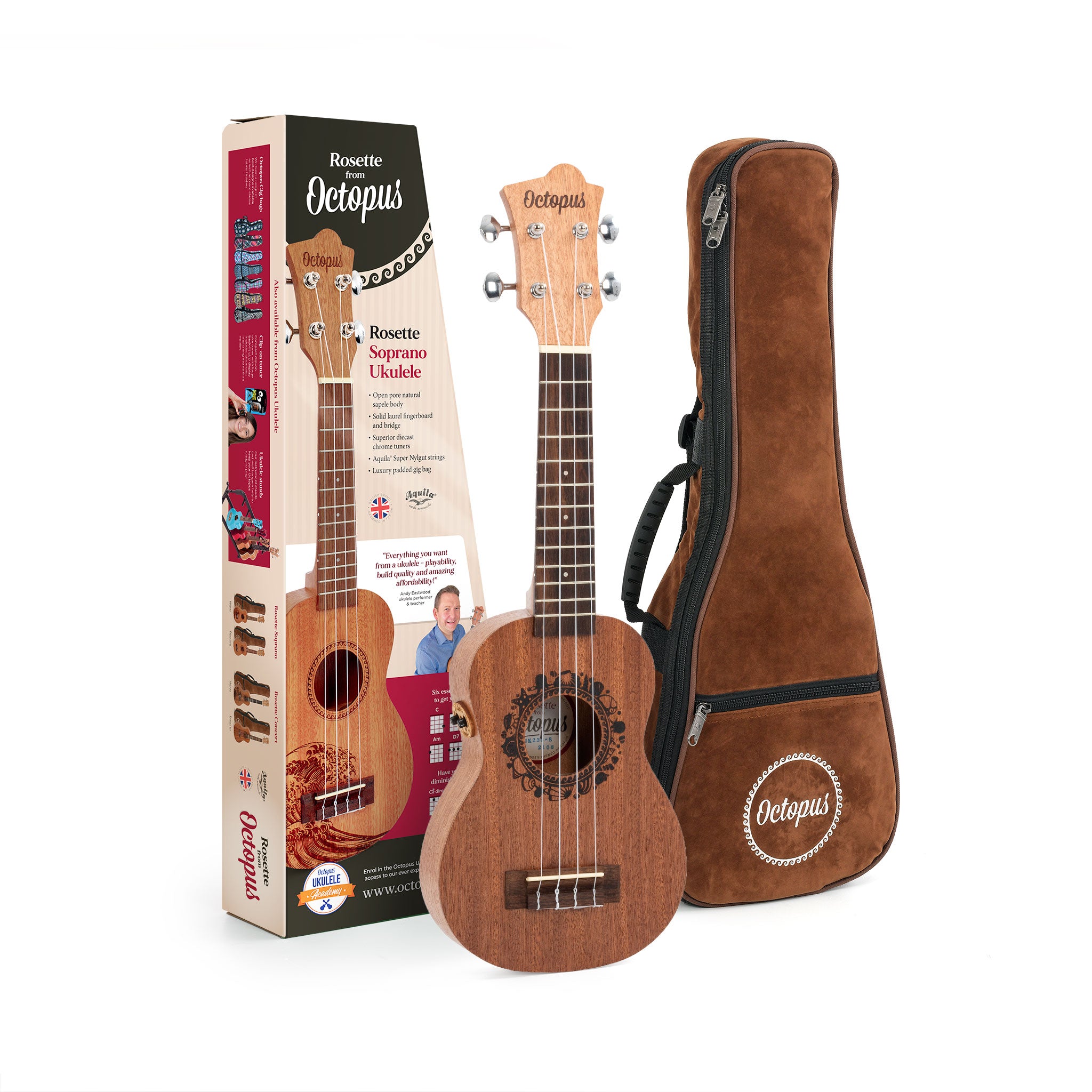 UK230SE - Octopus Rosette electro-acoustic soprano ukulele A1