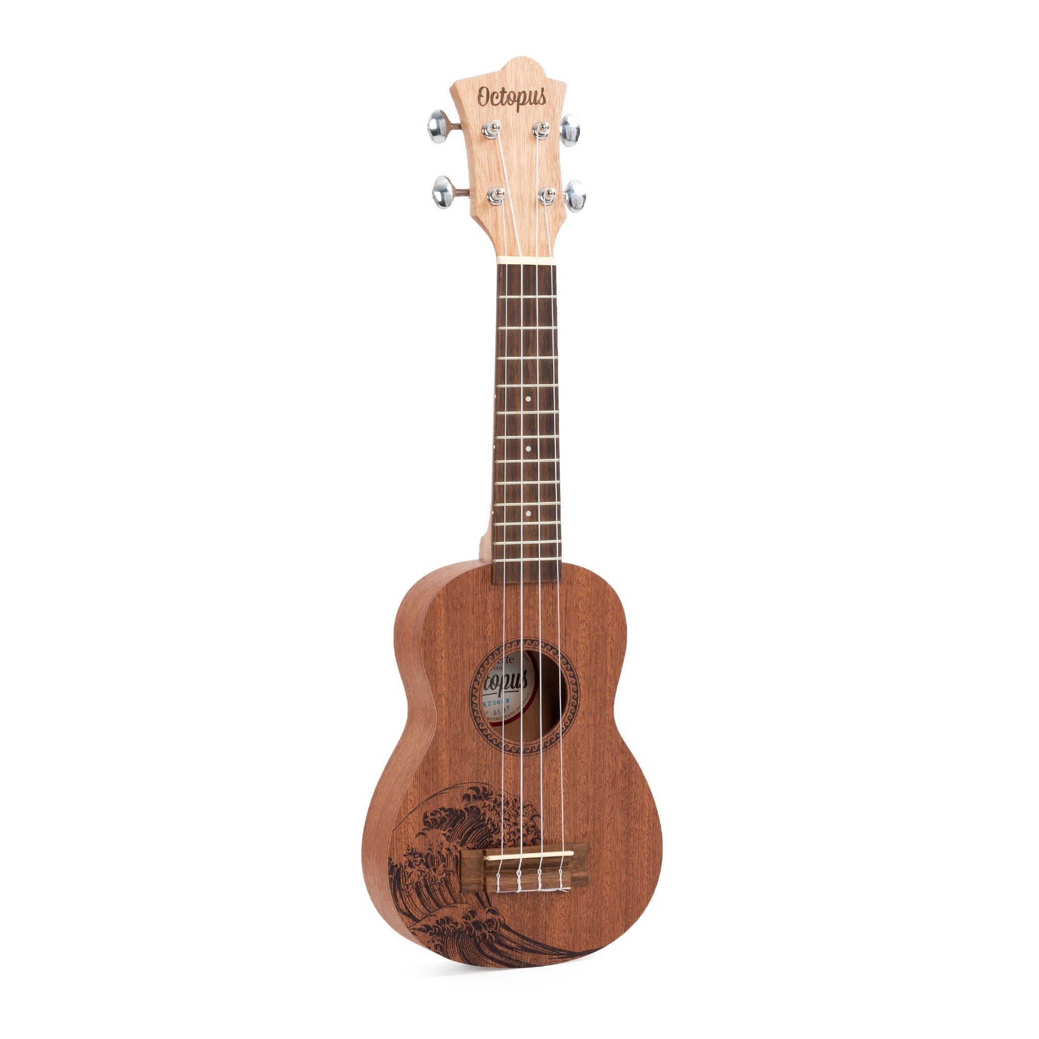 UK230SW - Octopus Rosette soprano ukulele - wave motif A1