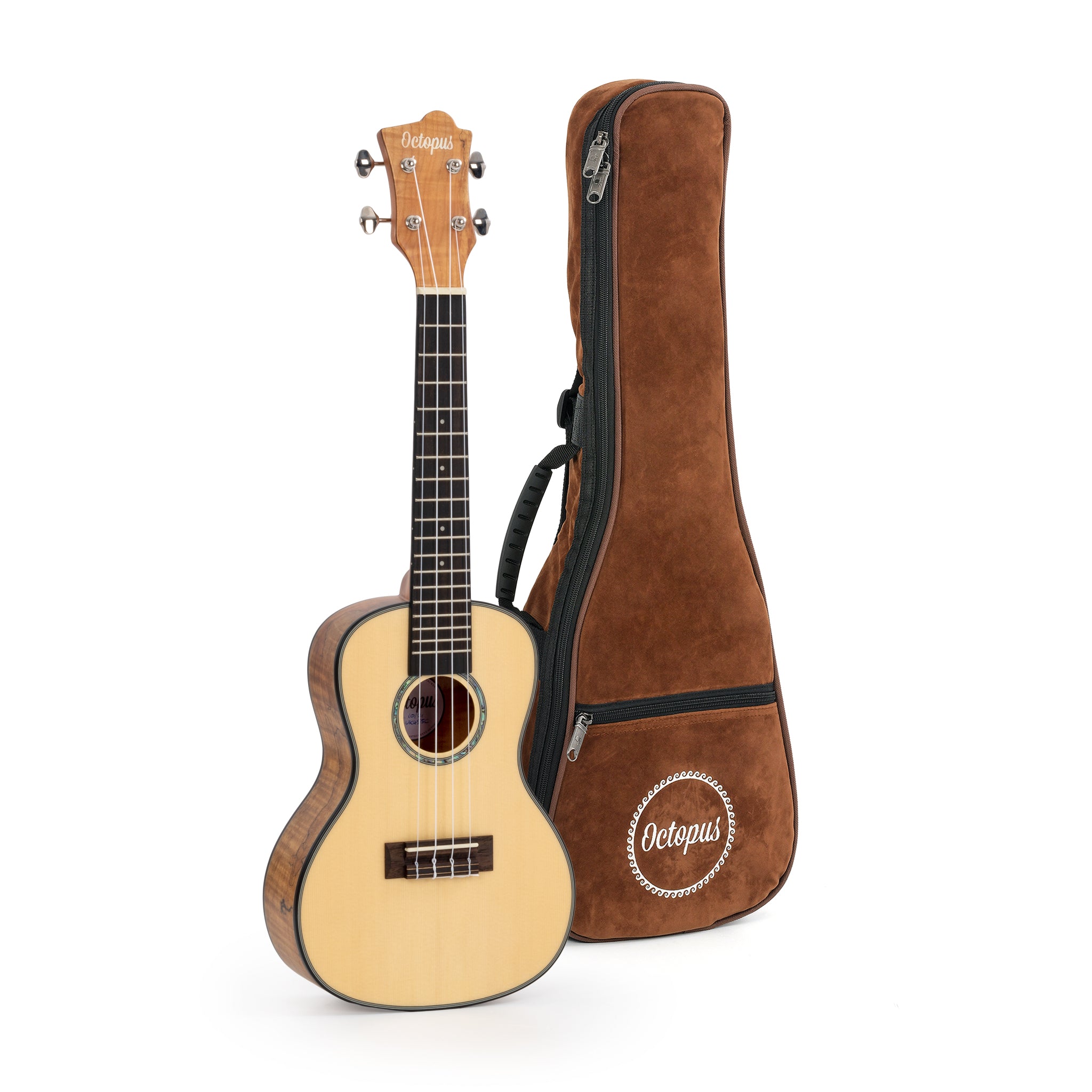 UK455C - Octopus Spalted maple with solid spruce top concert ukulele A1