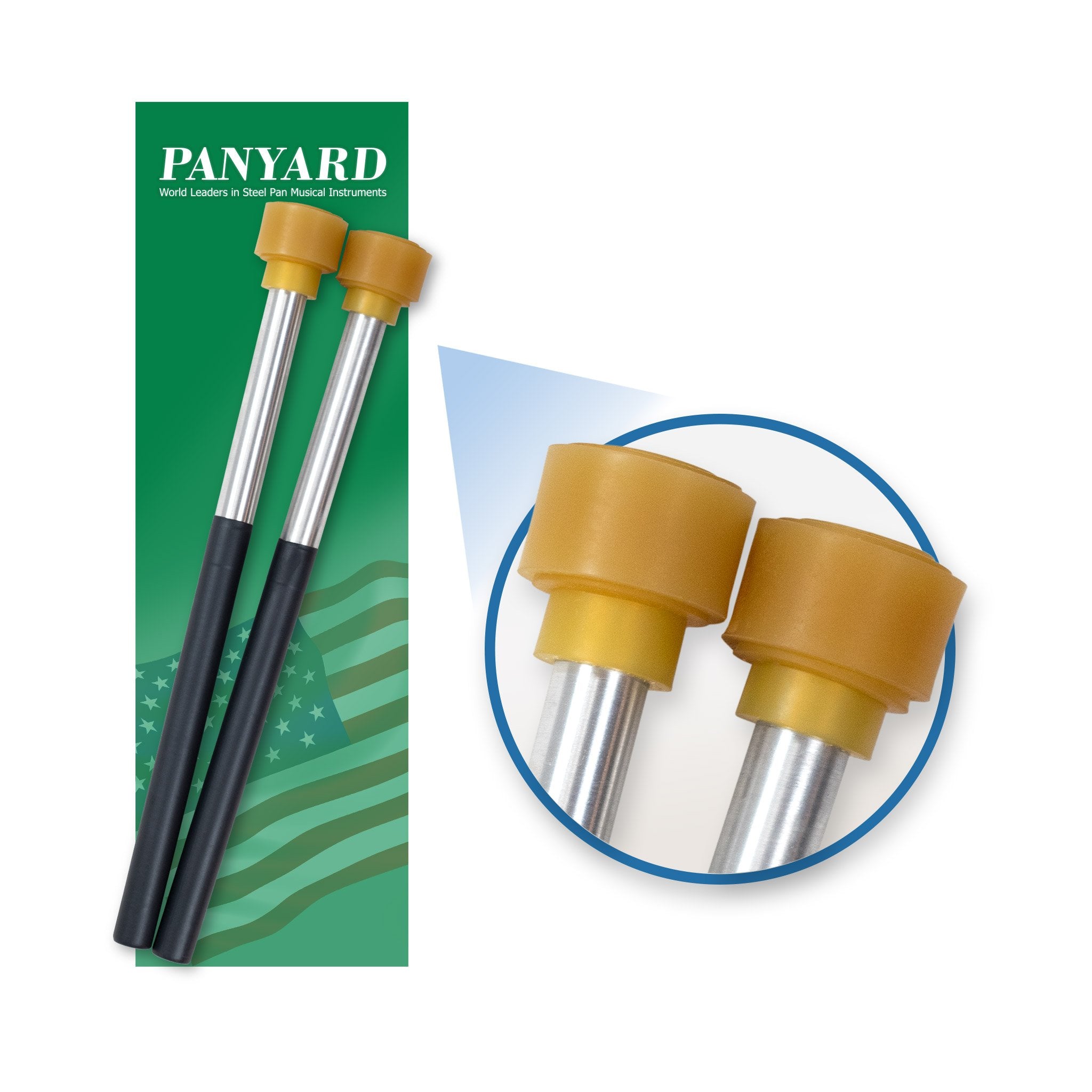W4064 - Panyard classic aluminium cello or guitar steel pan mallets A1