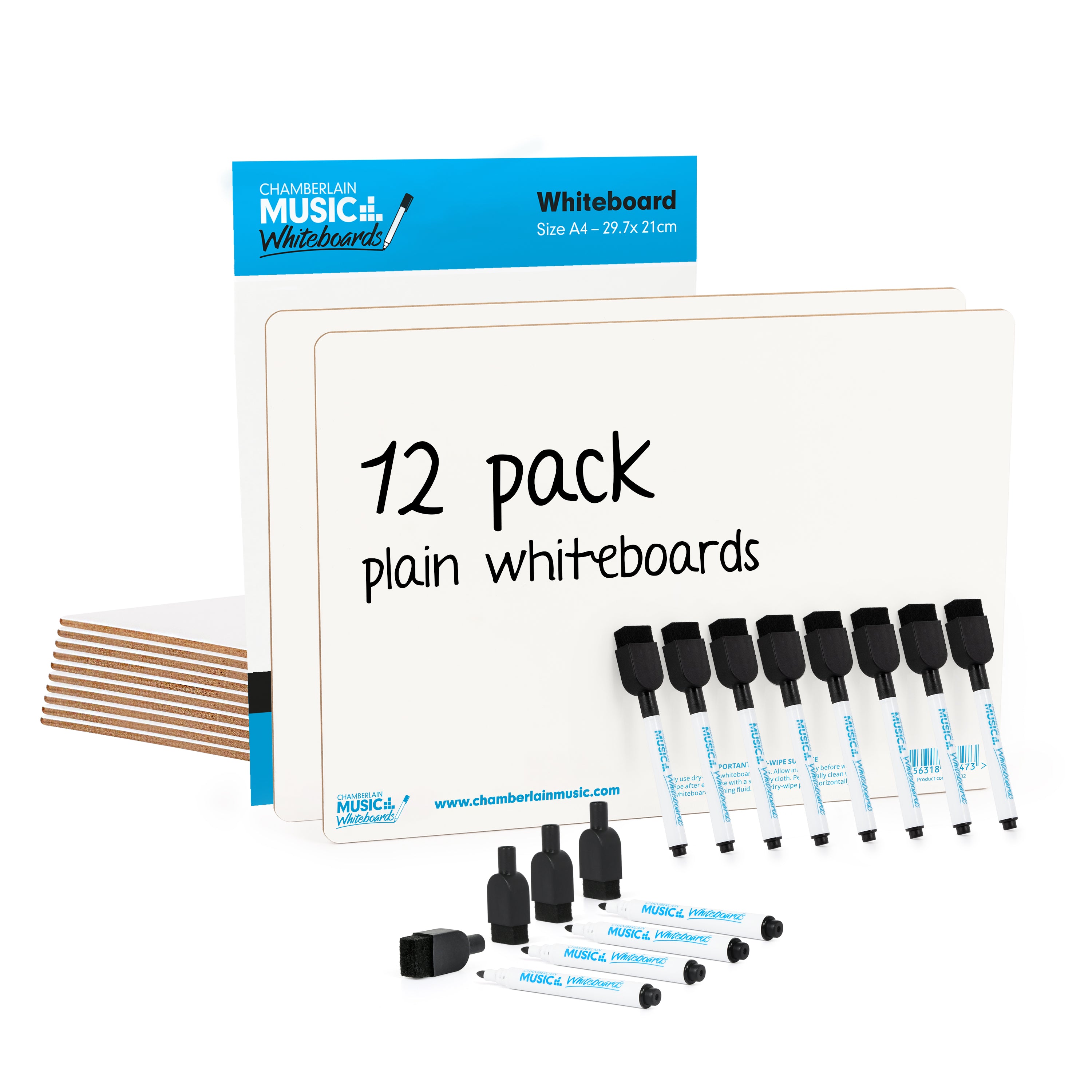 WB102-12PK - Chamberlain Music A4 mini dry-wipe whiteboard - 12 pack A1