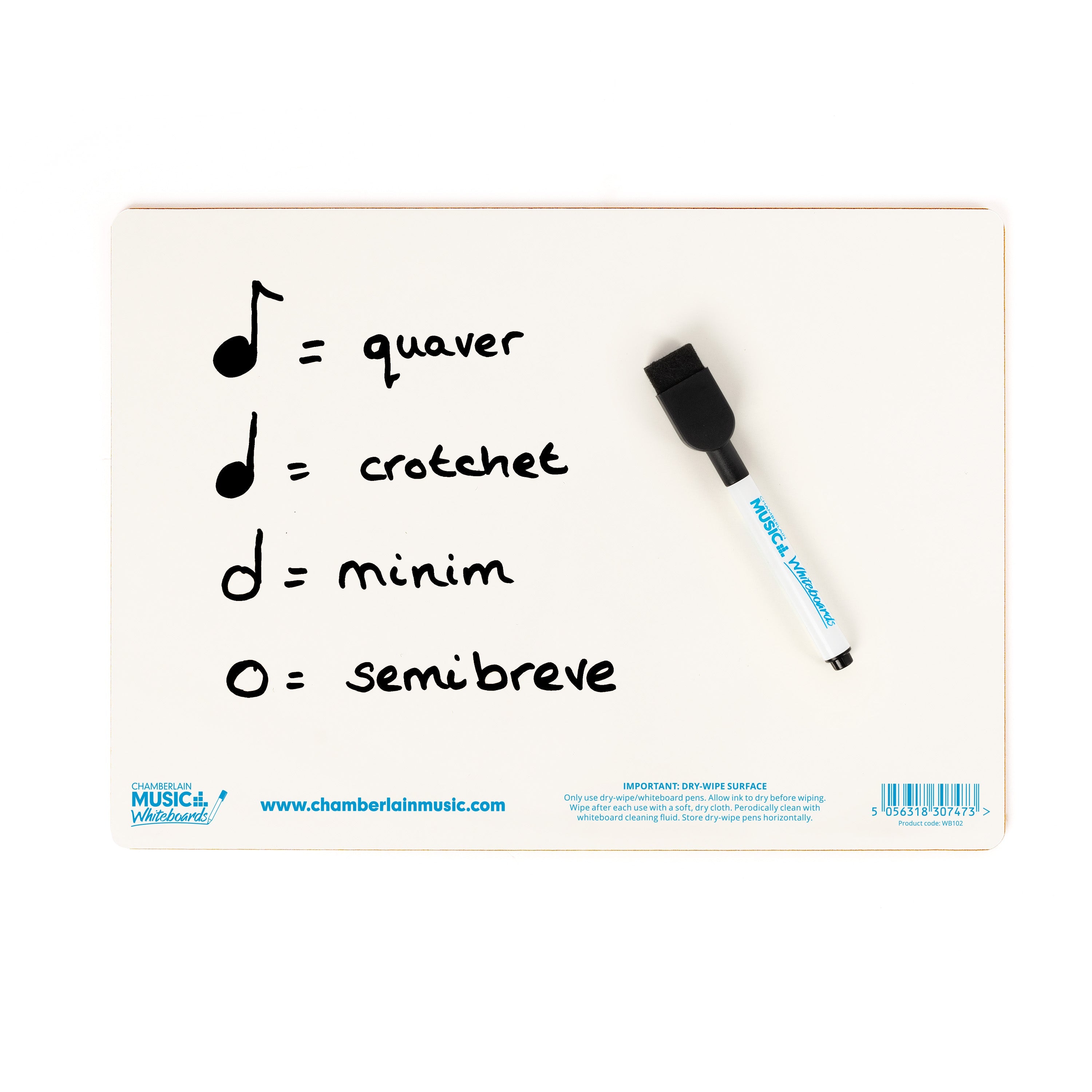 WB102-12PK - Chamberlain Music A4 mini dry-wipe whiteboard - 12 pack A1